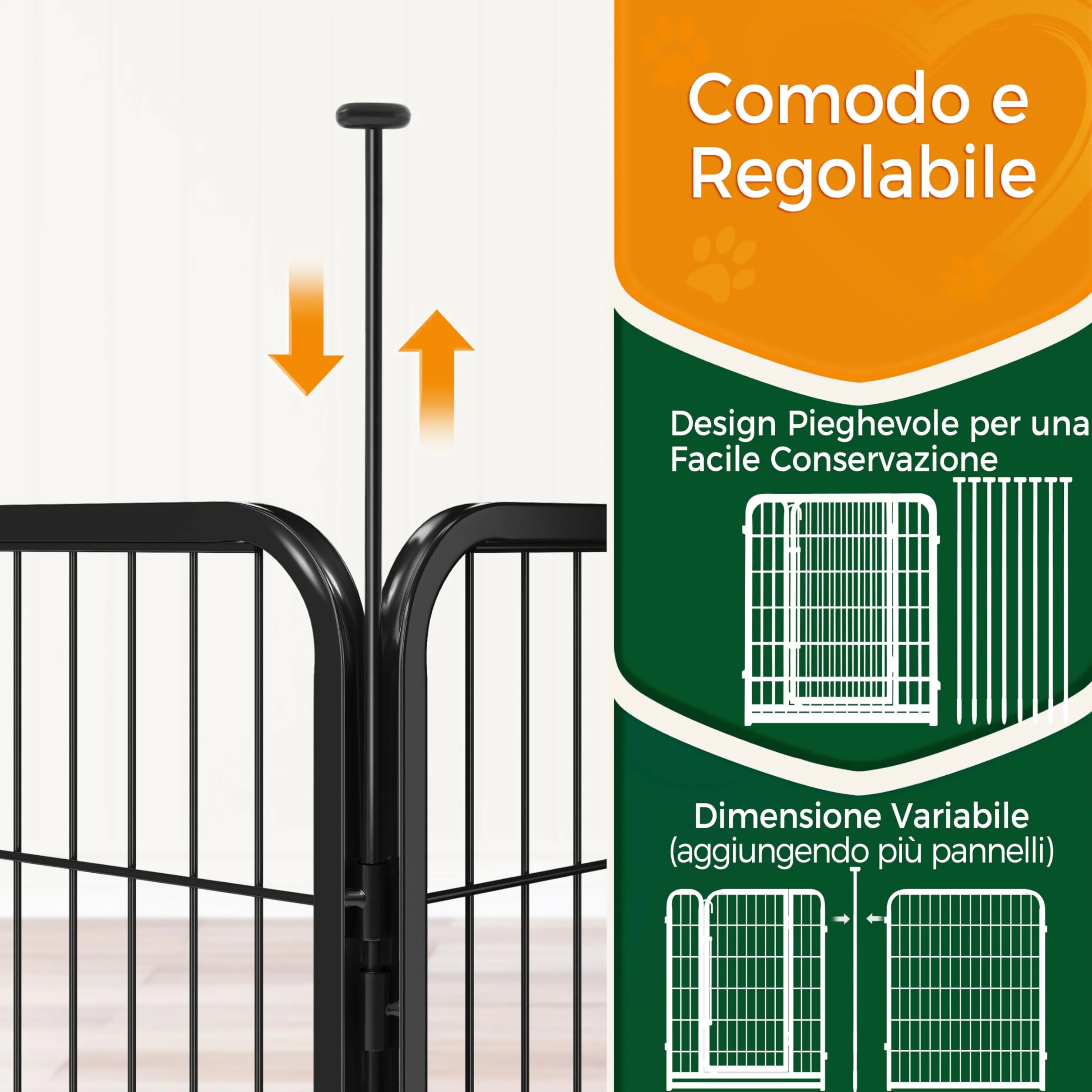 Yaheetech Recinto per Cani Cuccioli Conigli Gatti Ferro 65x80 cm Pieghevole e Portatile 8 pz