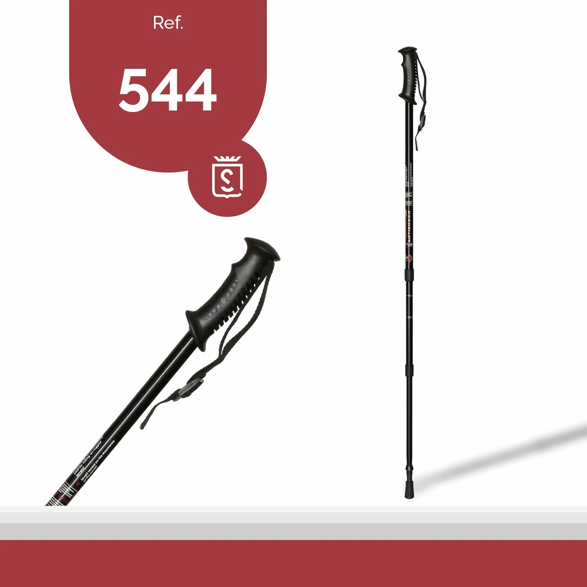 Bastone da trekking estensibile in alluminio nero