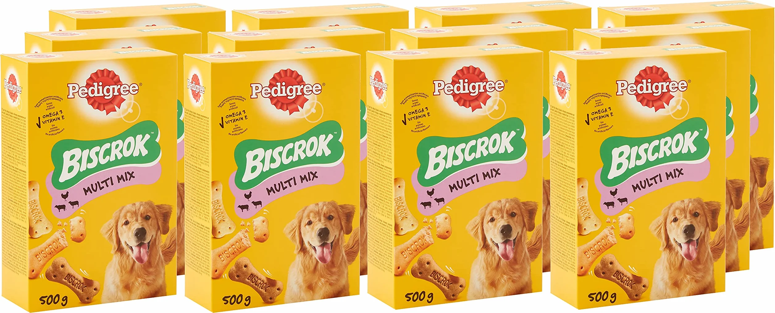 Pedigree Biscrok Multi Mix Snack, Biscotti per Cani, Croccanti, Senza Coloranti, 12 Confezioni da 500 g