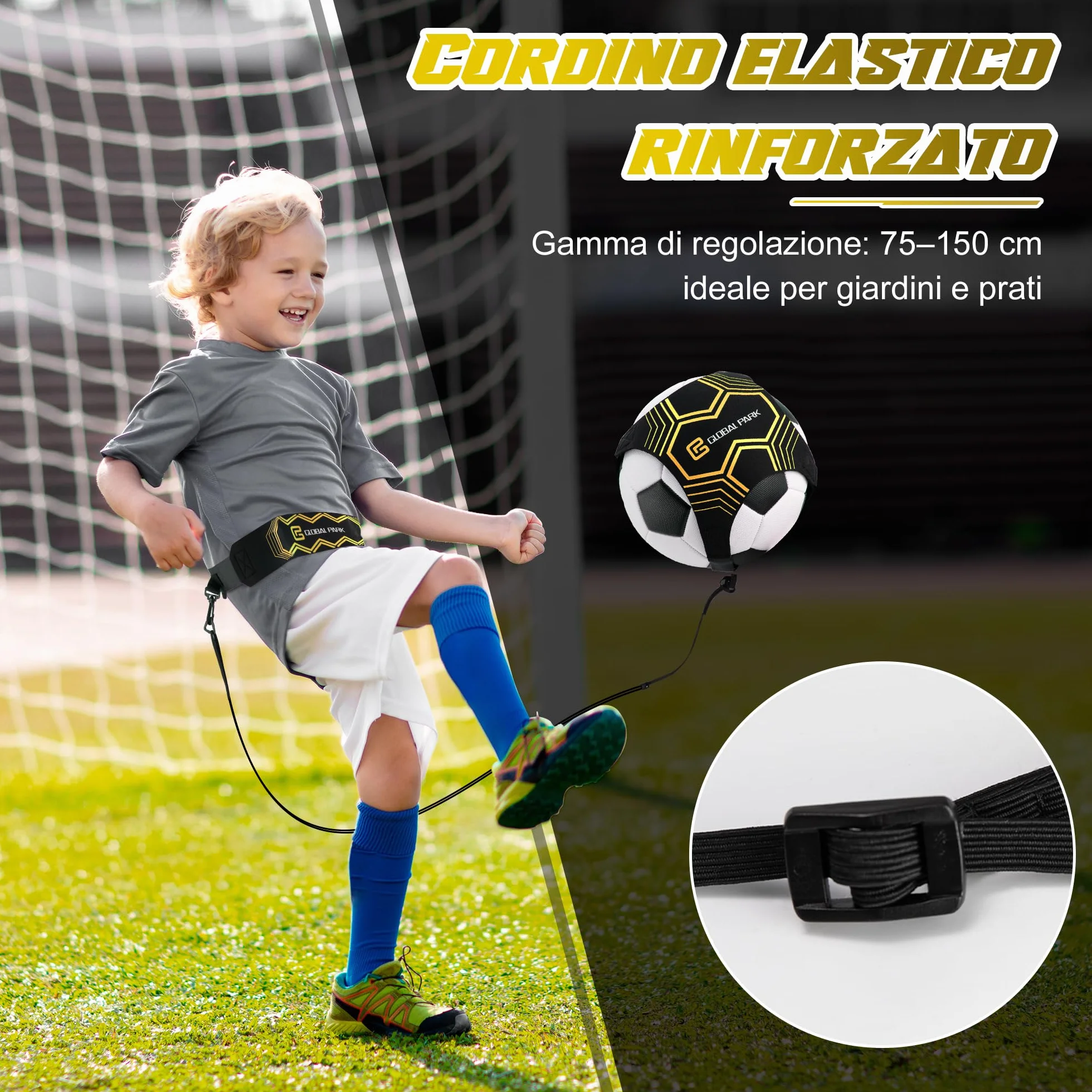 Global Park Trainer da Calcio Attrezzatura Banda Elastica Allenamento Individuale Cintura Regolabile Bambini Adulti