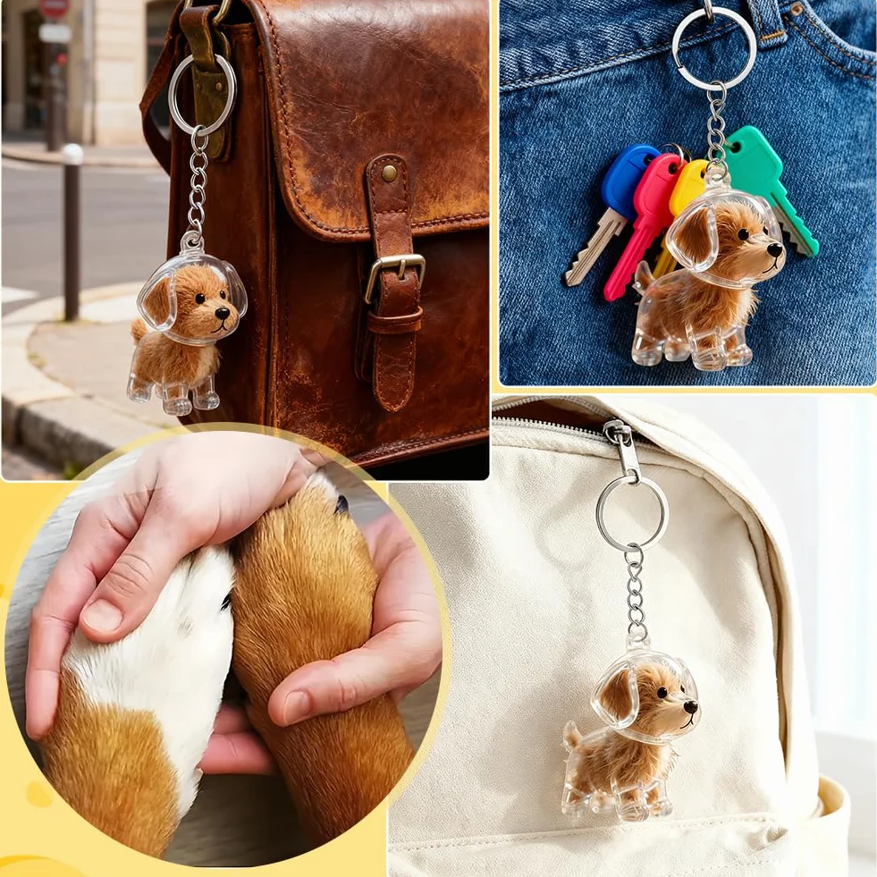 Portachiavi Ricordo Peli di Cane - Figurina 3D Cane Trasparente, Capsula Conservazione Peli Animale, Regalo Creativo per Amatori di Cani Gatti, Ricordo Perdita Animale Domestico