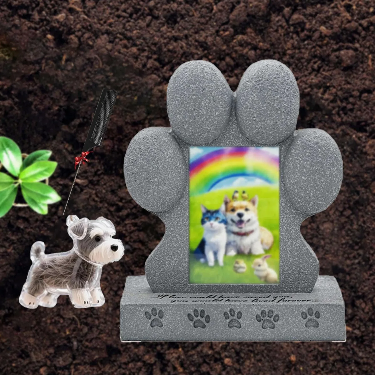 Cornice Commemorativa per Cani e Portachiavi con Peli di Cane, Pietra Commemorativa per Gatti per Ricordare La Scomparsa di Un Cane