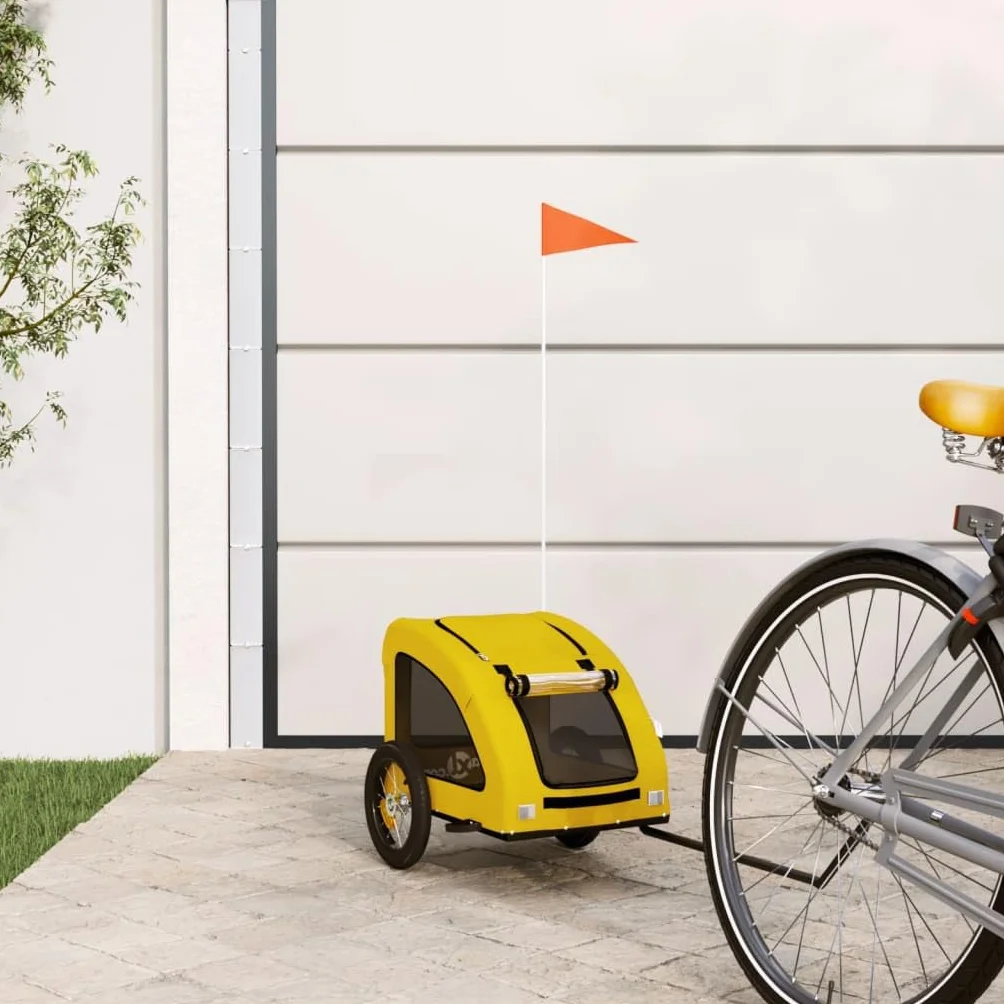 vidaXL Rimorchio da Bici per Animali Giallo Oxford e Ferro