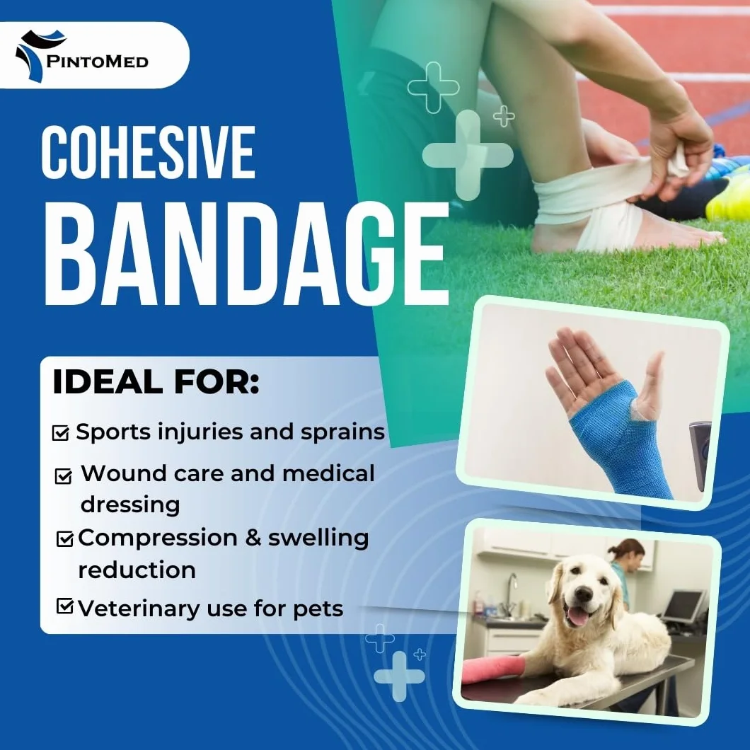 BENDAGGIO COESIVO - VERDE garza elastica, 6 rotoli x 7.5 cm x 4.5 m autoadesiva flessibile bende, qualità professionale, primo soccorso - Wrap Cohesive Bandage - Confezione da 6