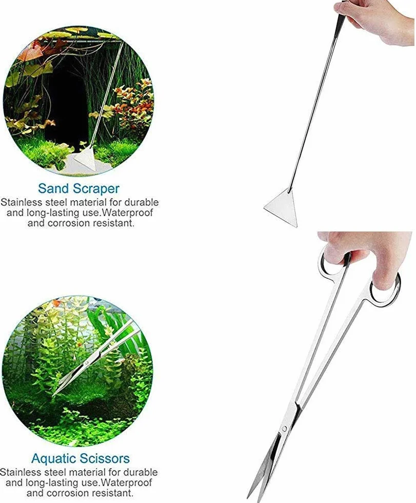 Signstek 5 in 1 Acciaio Inox Pinzette Forbici Spatola Attrezzo Acquario Starter Kit