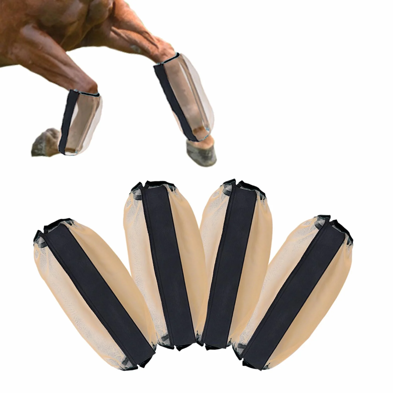 Stinchiere Cavallo Equitazione,4 Pezzi Di Antimosche Cavallo Stivale,Resistenti Agli Strappi Leggins Larghi per Cavalli,Traspiranti Stivali per Cavallo,Per Zoccoli Di Cavalli Morsi Anti-Mosche