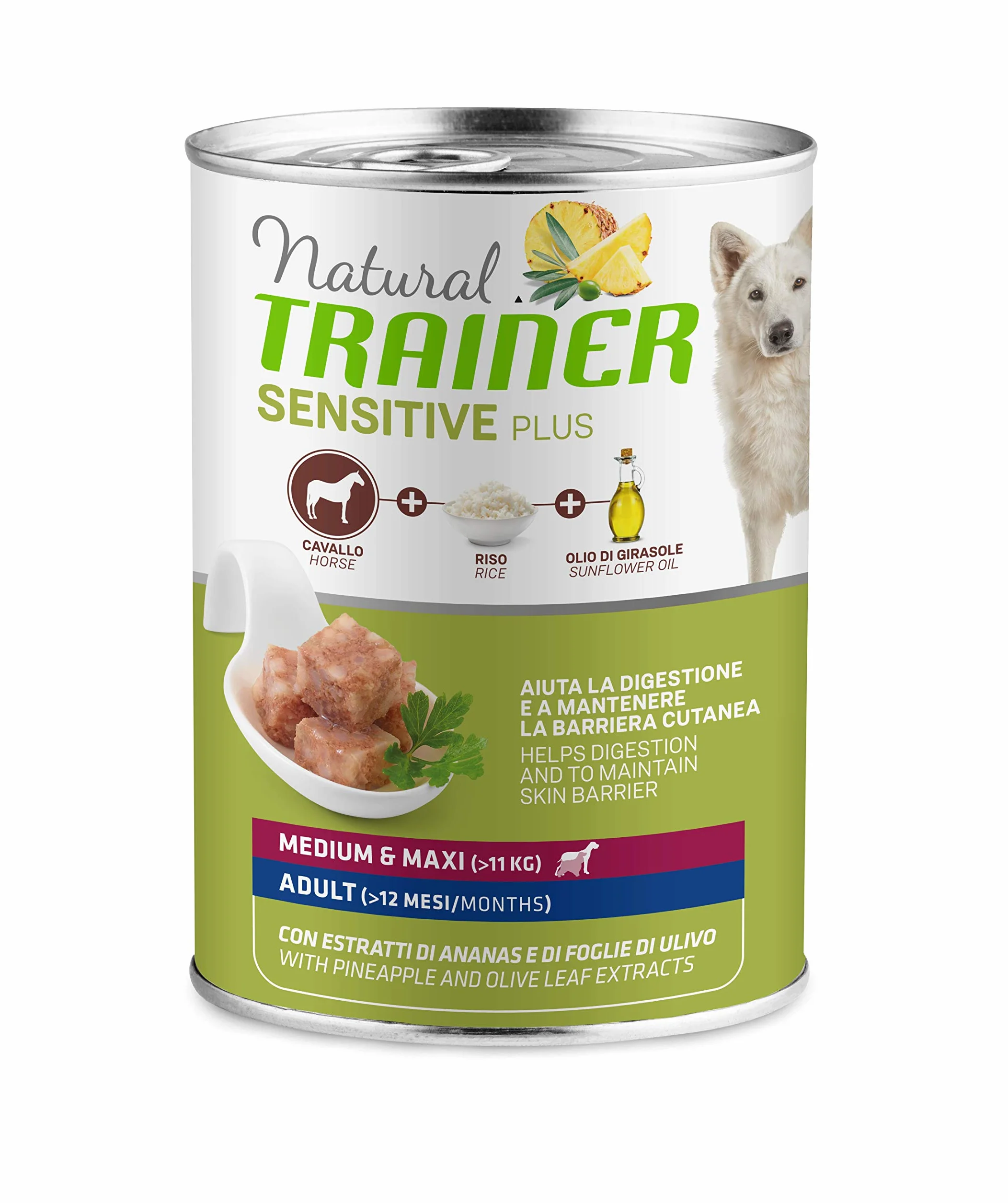 Natural Trainer Sensitive Plus Mangime umido per Cani Adulti con Cavallo - 12 x 400gr - 4,8kg