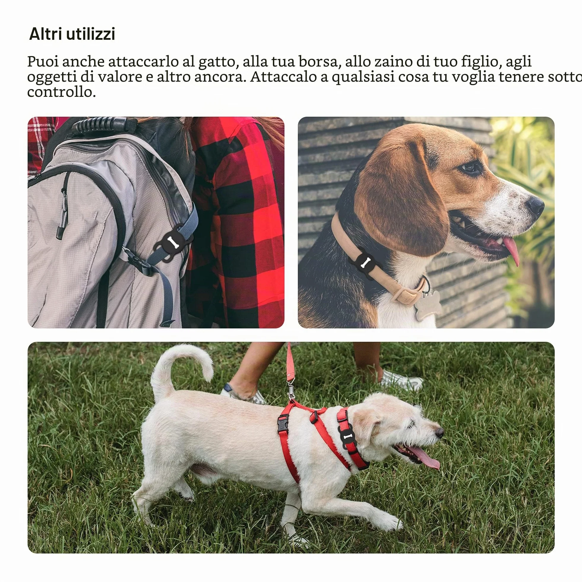Airtag - Supporto per collare per cani, DLENP, in silicone, per il monitoraggio GPS, per gatti e gatti con motivo osseo (1 confezione (nero)