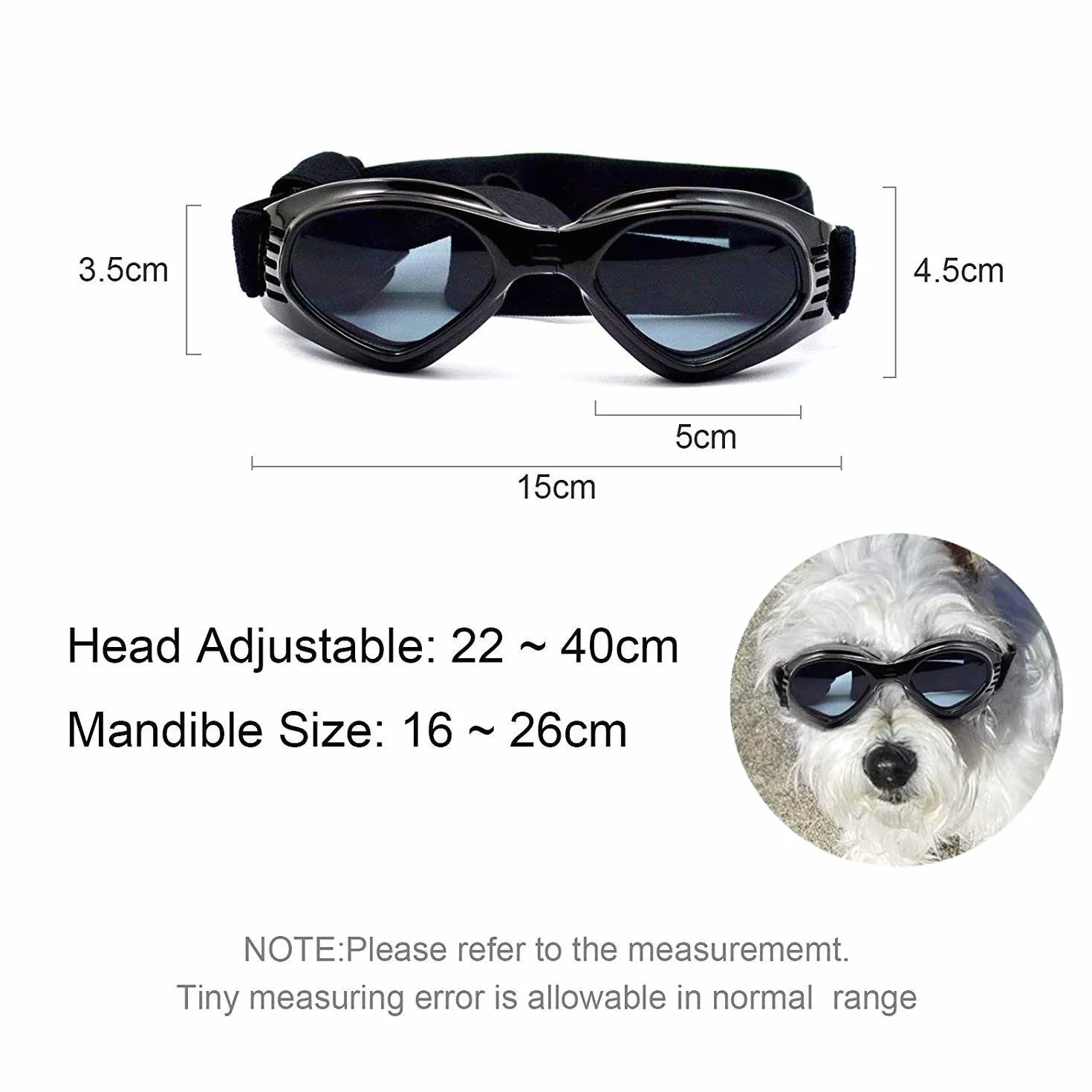 XUNKE Occhiali da Sole e protettivi per Cani di Piccoli Taglia, Anti UV, Impermeabili, Pieghevole Pet Dog Occhiali (Black)