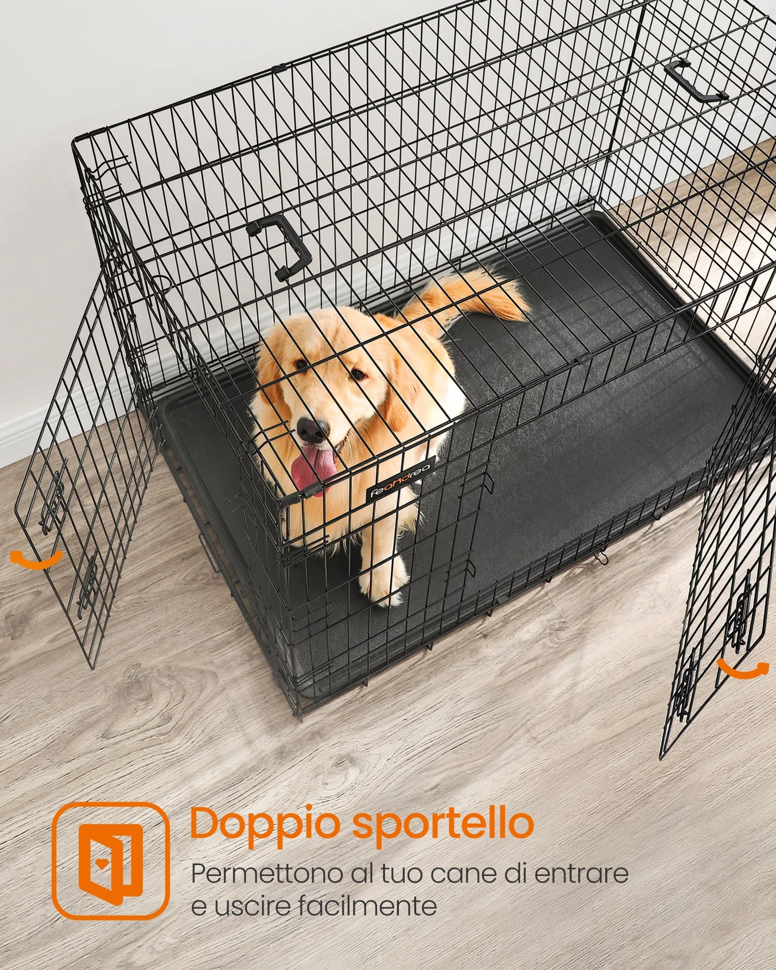 Feandrea Gabbia per Cani Pieghevole XXL 122x74,5x80,5 cm Nero PPD48H