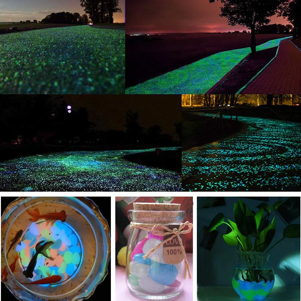300 Pezzi Profondo Blu Pietre Luminosi Ciottoli Luminosi Fluorescenti Luminose Incandescenza nel Buio Pietre Rocce Ghiaia per Giardino Acquario Decorazione 17-13mm
