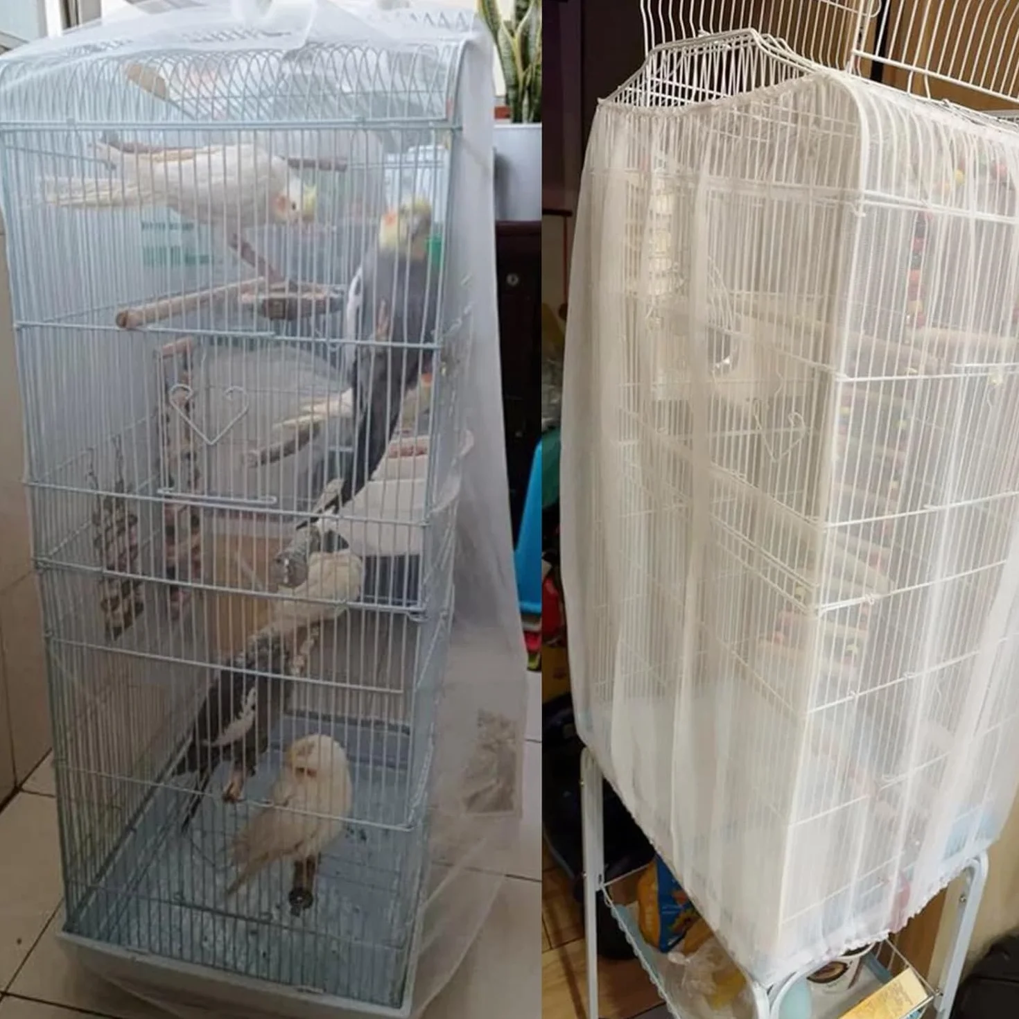 ASOCEA Grande Copertura per Gabbia Uccelli, Universale Rete per Gabbia Pappagalli Nylon Copertura Gonna per Gabbia per Uccelli per Gabbie Rotonde e Quadrate (Bianco, 78.7 * 27.6in/200 * 70cm)