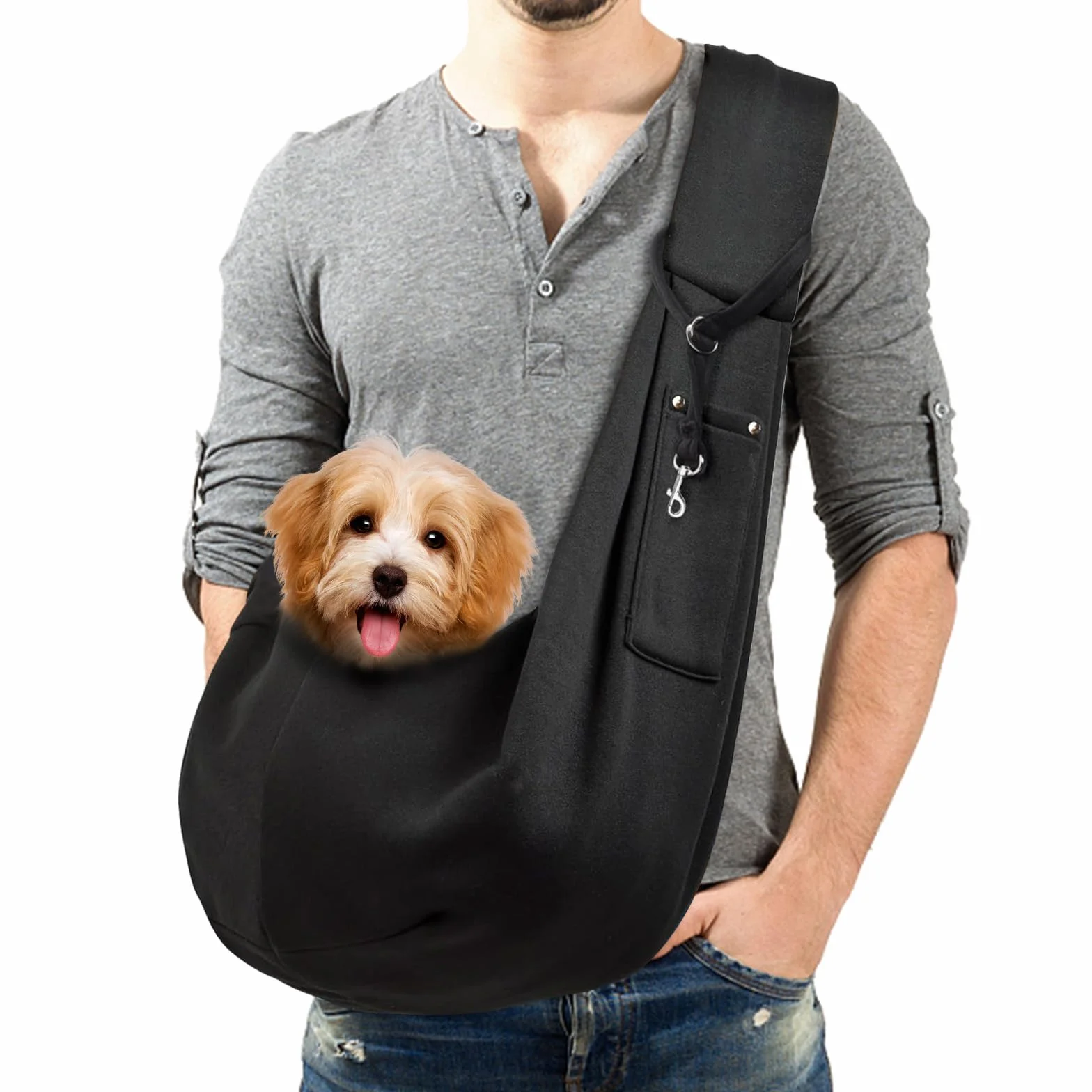 6kg Borsa da Viaggio per Cani, Trasportino da Passeggio per Cane e Gatti, Regolabile Marsupio per Cani di Piccola Taglia, Borsa Porta Cane per Passeggiate, Attività All'aperto (Nero)