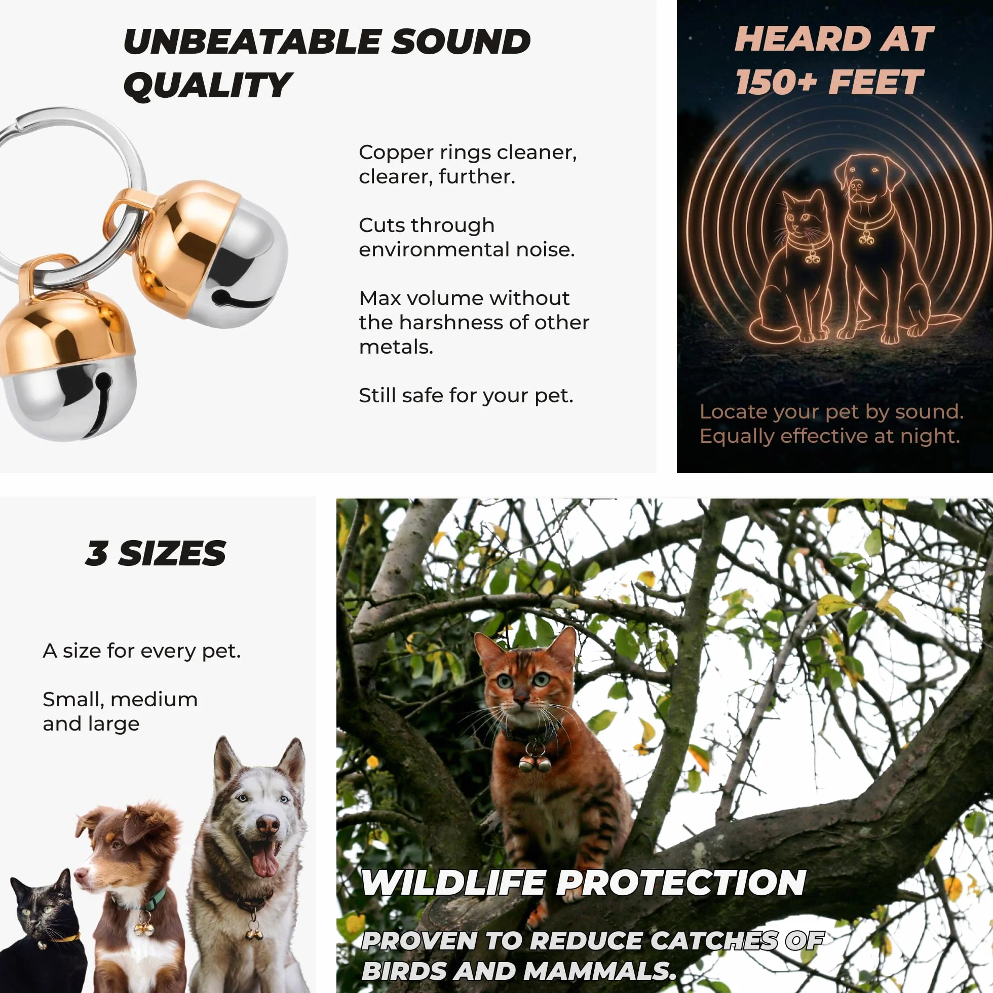 Beau's Bells - 2 campane extra forti per cani e gatti | Tracker di animali | Campane in rame fatte a mano