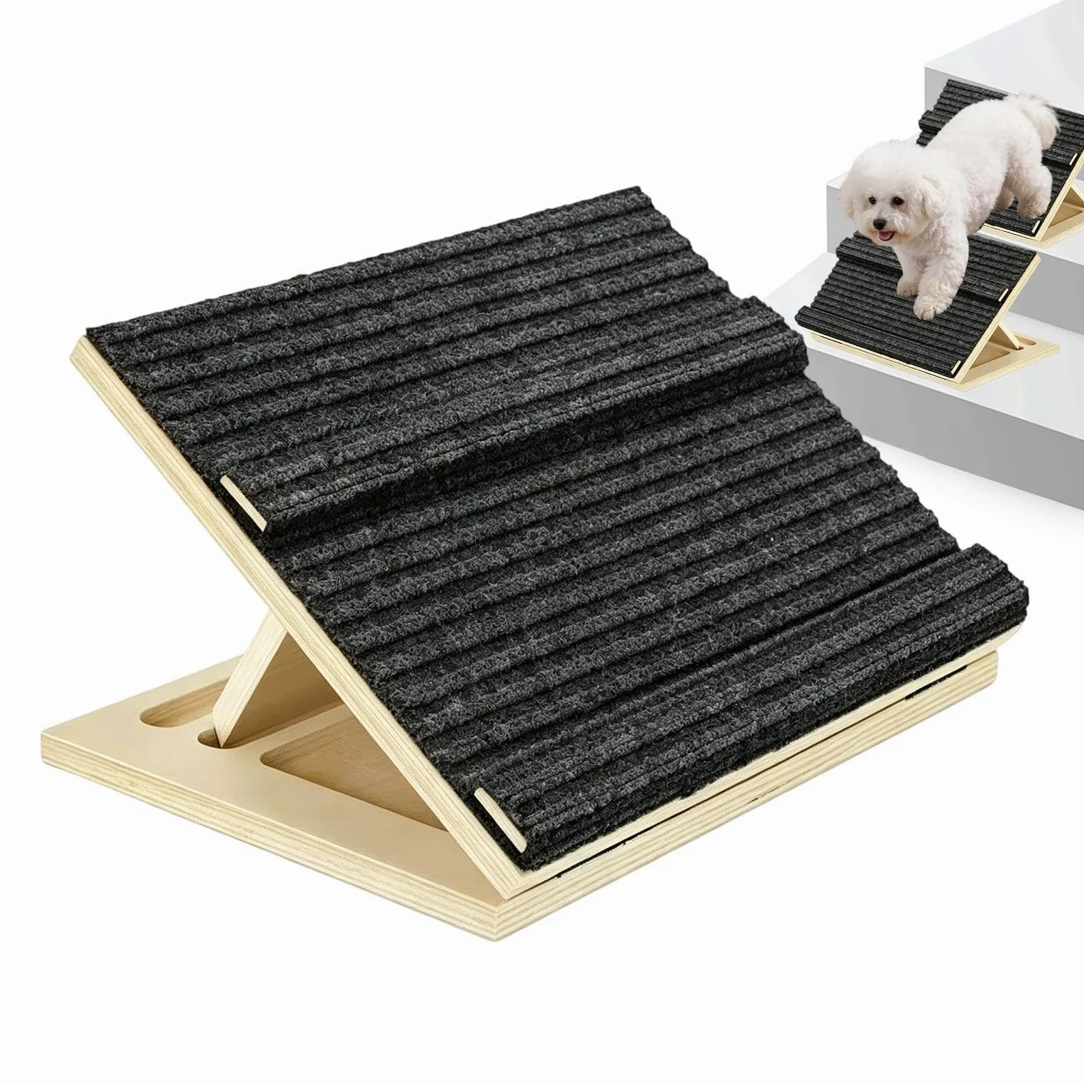 Rampa Cani Per Scale Scalini Legno Regolabili Antiscivolo Per Gatti | Cunei Da Scale Cuccioli per Amanti degli Animali Soggiorno Camera Studio Uso Quotidiano Appartamento