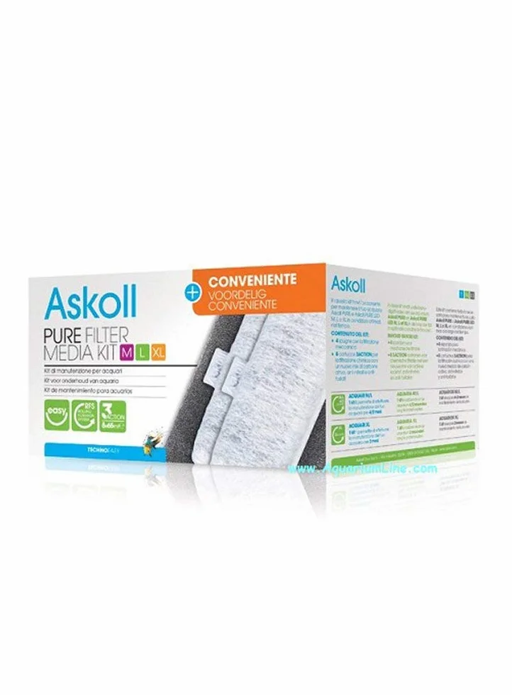 Askoll Ac350014 Pure Filter Media Kit + Conveniente con Cartucce 3Action, XL