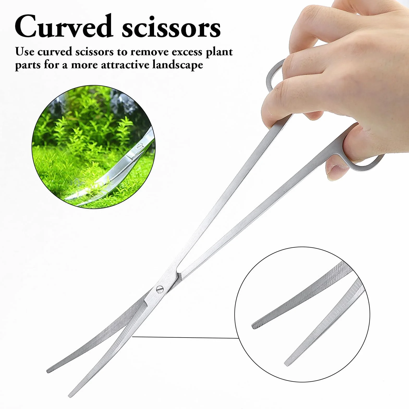 Kit Accessori Acquario 4 in 1 Pinze Acciaio Inox Pinzette Forbici Spatola con Borse Stoccaggio per Piante Acquatiche