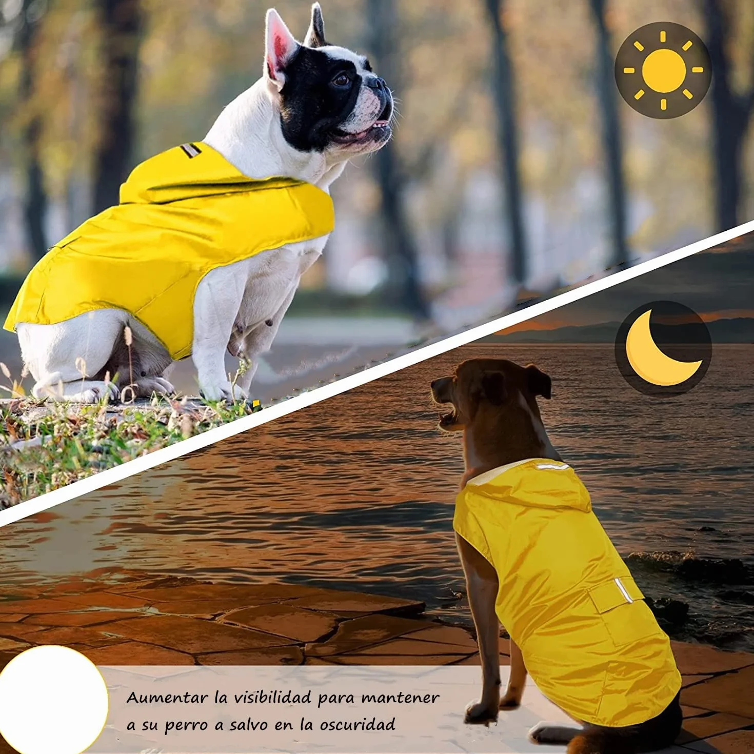 Voarge Impermeabile per cani di medie e grandi dimensioni con cappuccio, poncho riflettente per piccoli cani (4XL, rosso)