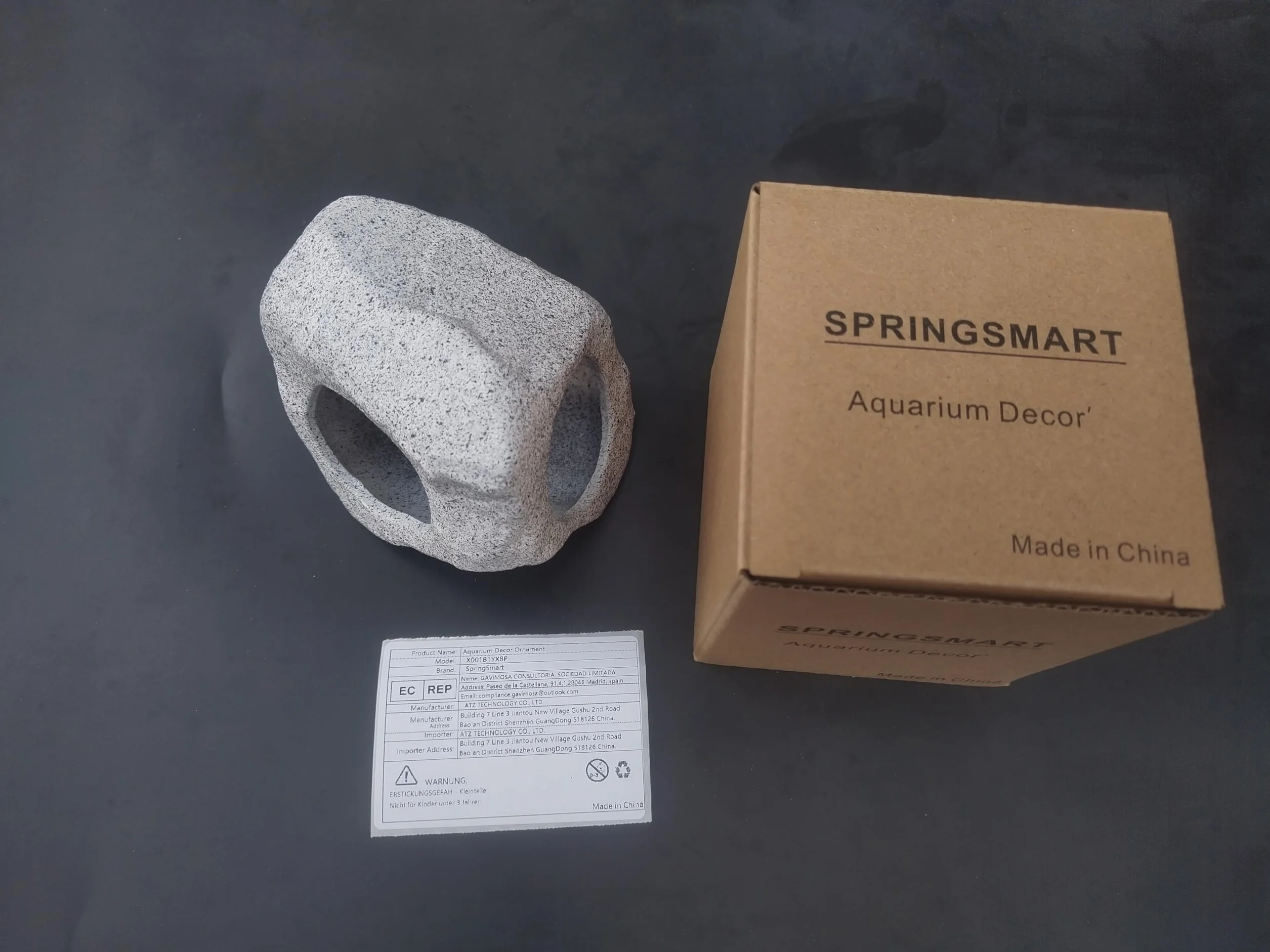 SpringSmart Grotta rocciosa per animali acquatici da riprodurre, giocare e riposare, ornamenti in ceramica sicuri e atossici, pietra decorativa per Betta