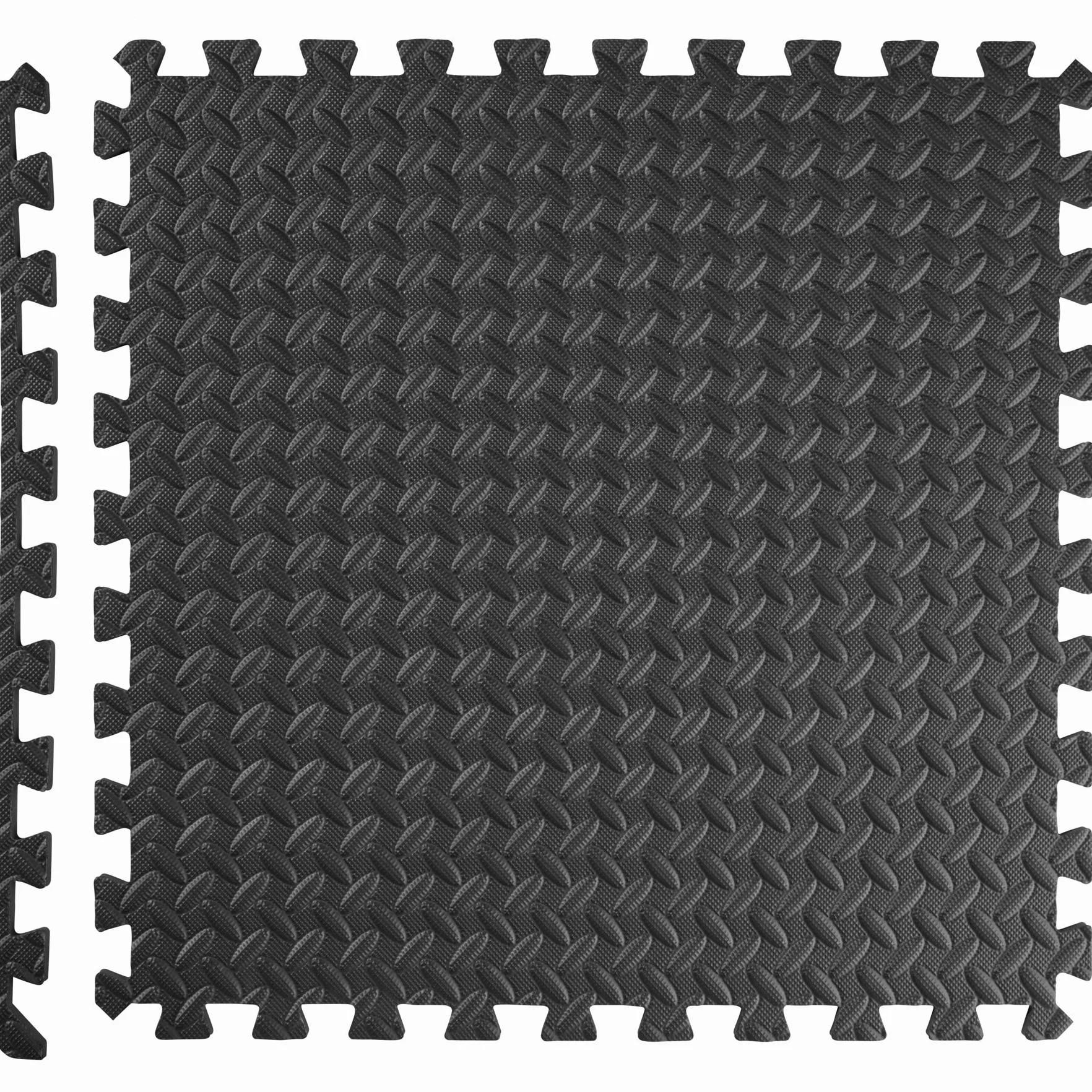 tectake® Set di tappetino palestra di protezione, 61x61 cm cad, tappetino yoga e pilates, EVA espansa, tappeto palestra impermeabili, termoisolanti, insonorizzanti, attrezzi palestra casa - Nero