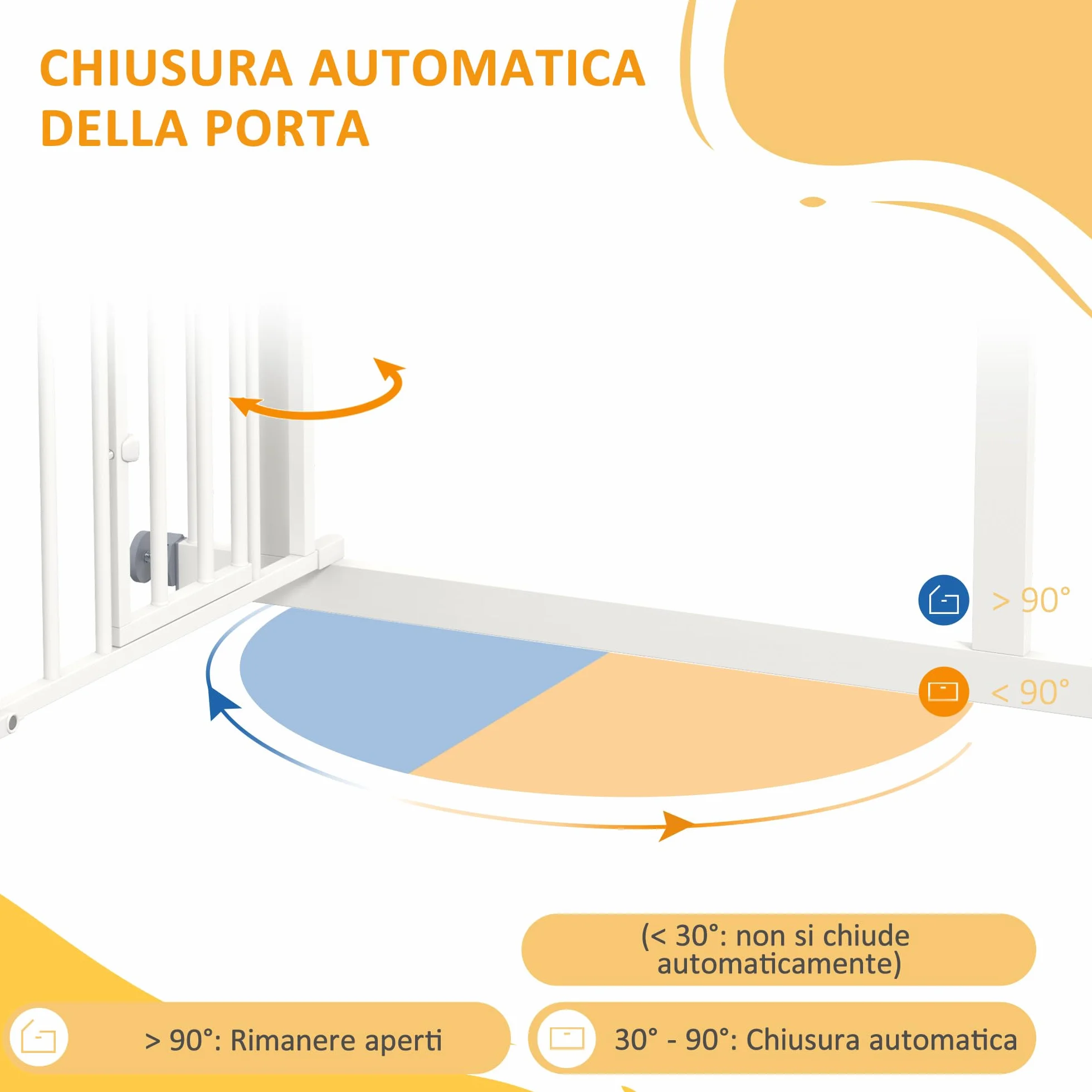 PawHut Cancellino per Cani Estensibile con Chiusura Automatica, Acciaio e PA, 74-80x76 cm, Bianco