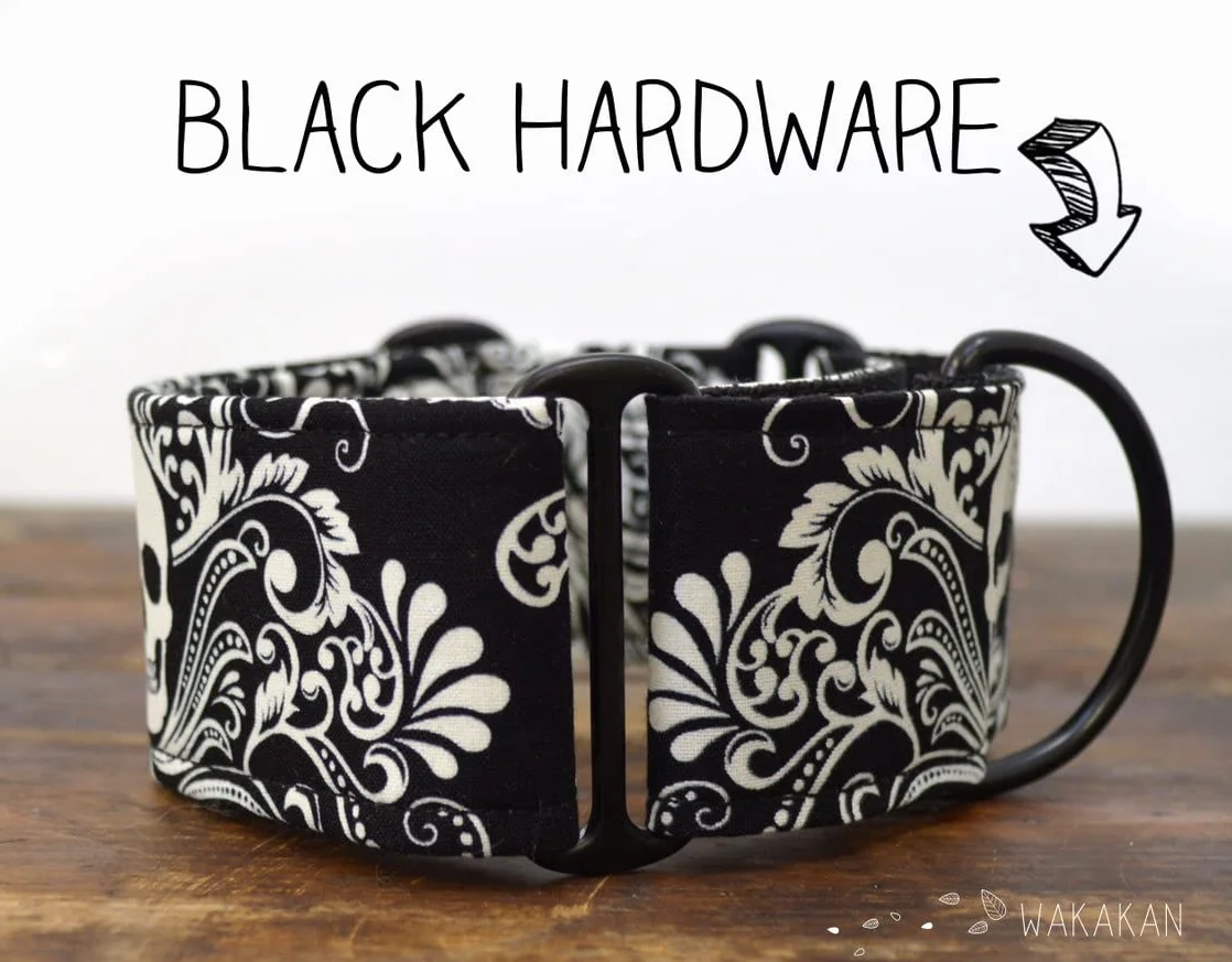 Wakakán Collare per cani martingale Victorian Skull Glow In The Dark