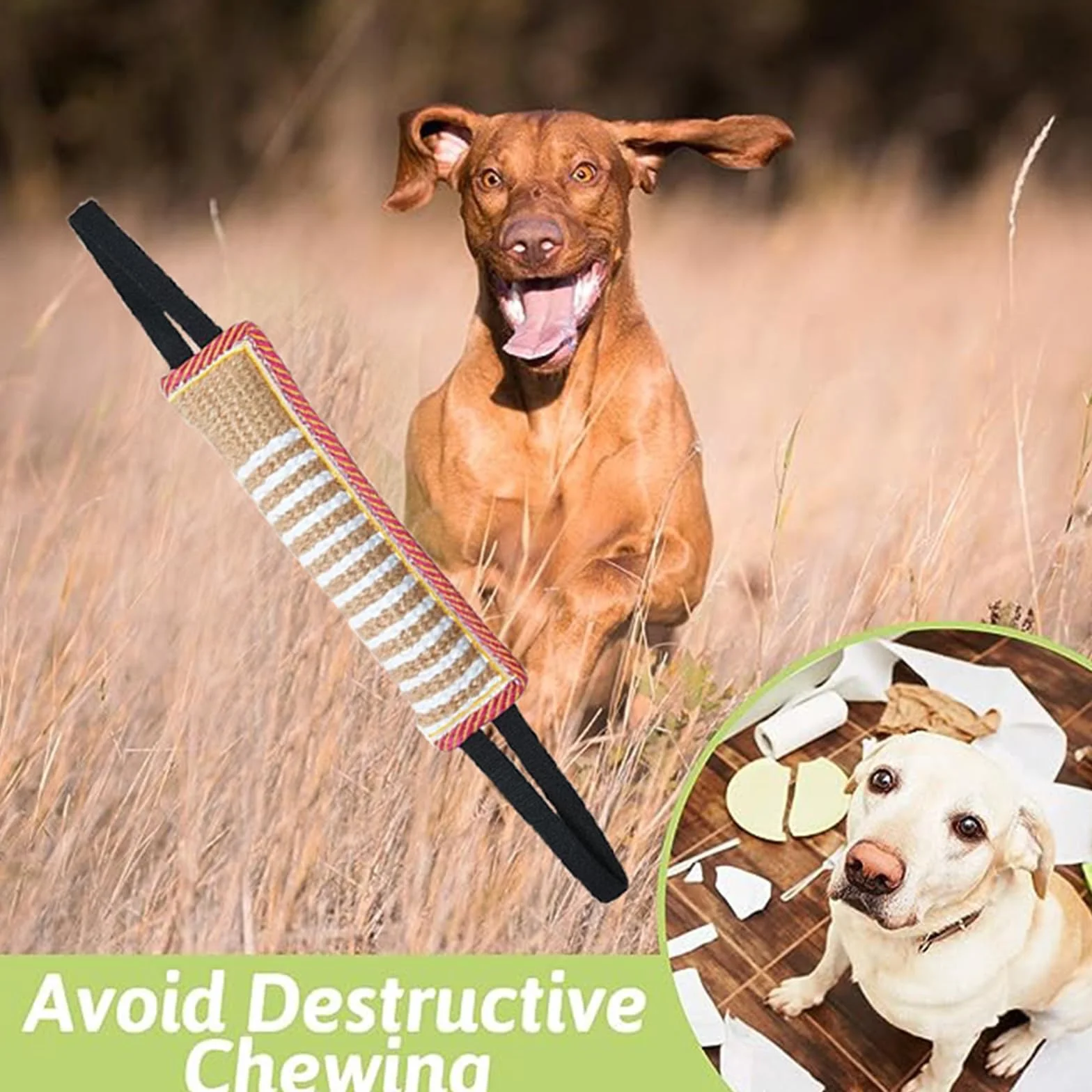 Manicotto in Juta per Cani con 2 Maniglie - Giocattolo per Addestramento e Gioco Interattivo - Dummy Tug of War per Cane di Taglia Medio-Grande - 2 Pezzi