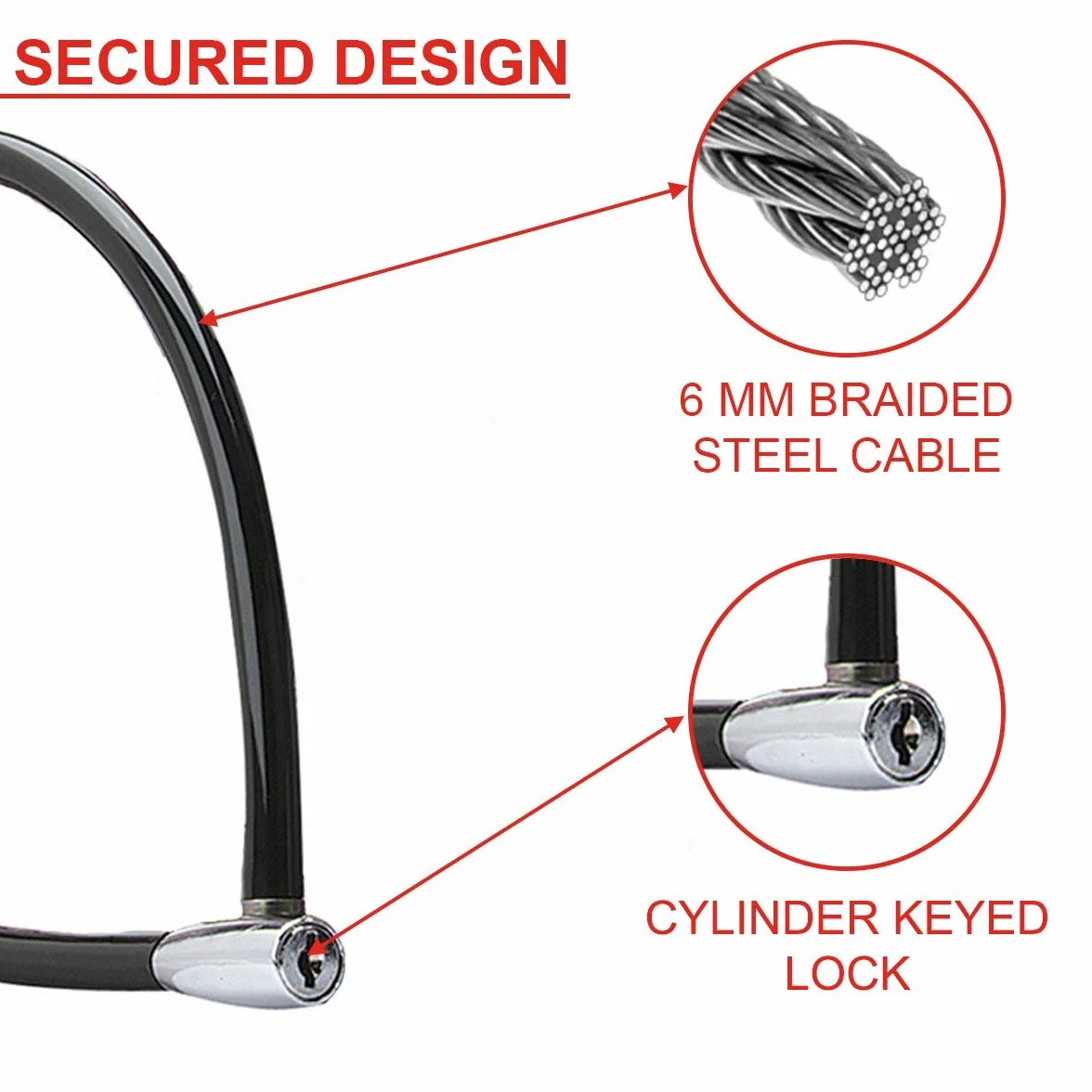 Master Lock Lucchetto Bici 55 Cm Cavo Esterno 8630-F