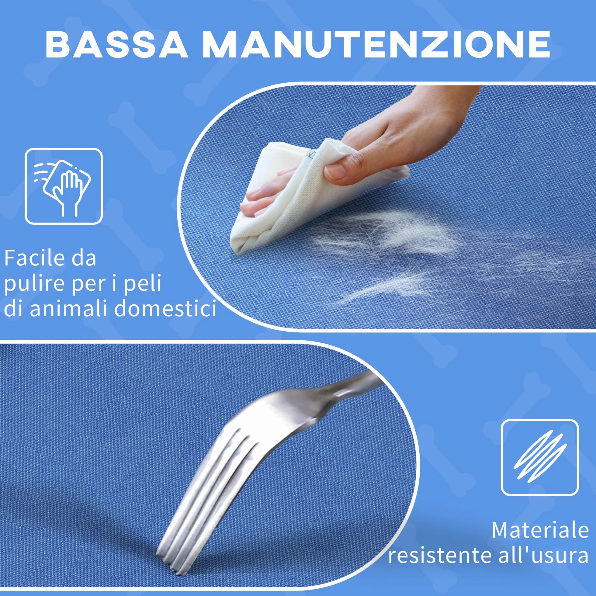 PawHut Brandina per Cani Taglia Media Pieghevole, Lettino Rialzato in Metallo e Tessuto Oxford, 76x61x18 cm, Blu