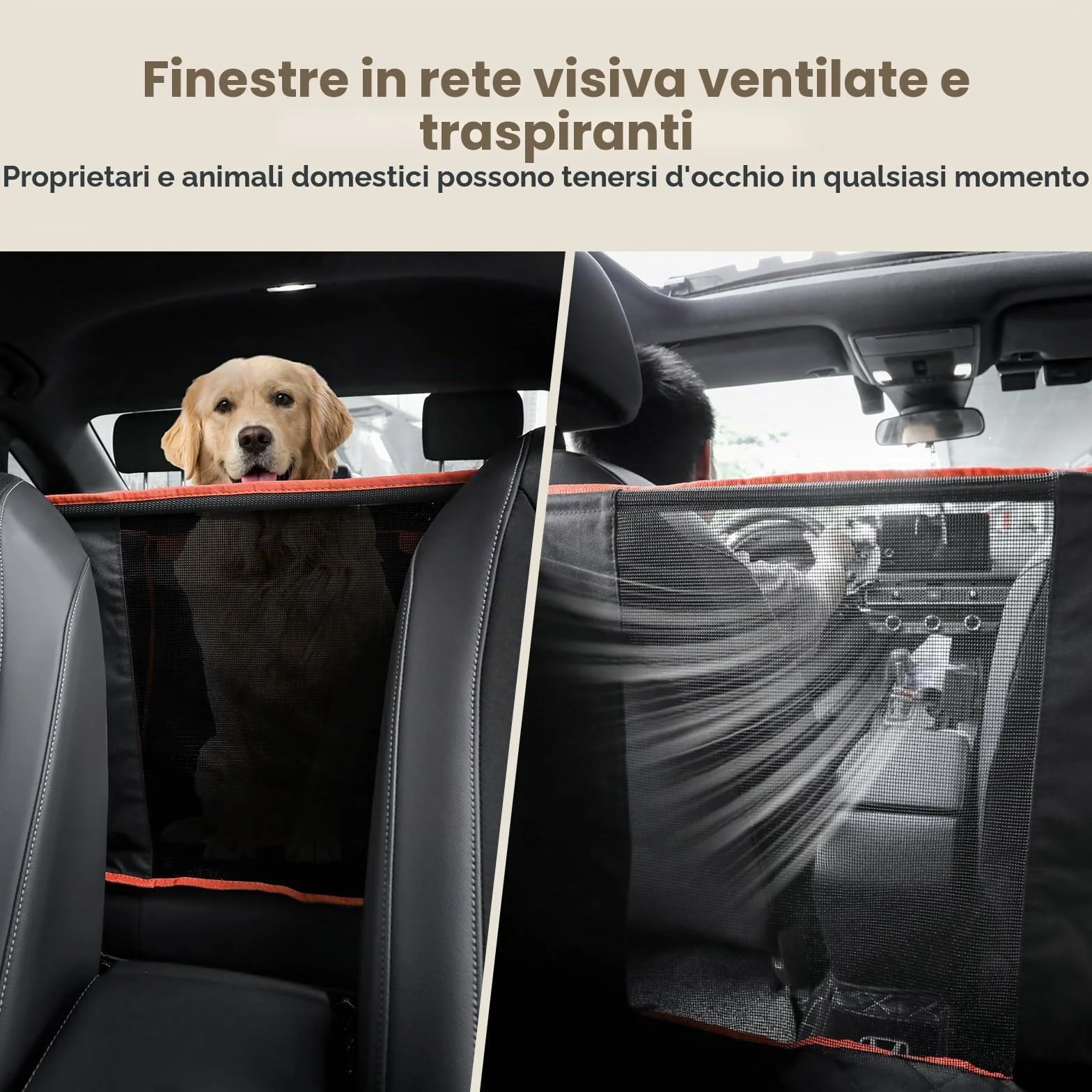 Pecute Seggiolino Auto per Cani Grandi,Seggiolino Auto per Cani di Piccola e Media Taglia, Coprisedile Auto Cane con Cintura di Sicurezza,100% Coprisedile Impermeabile, Resistente agli Strappi,L
