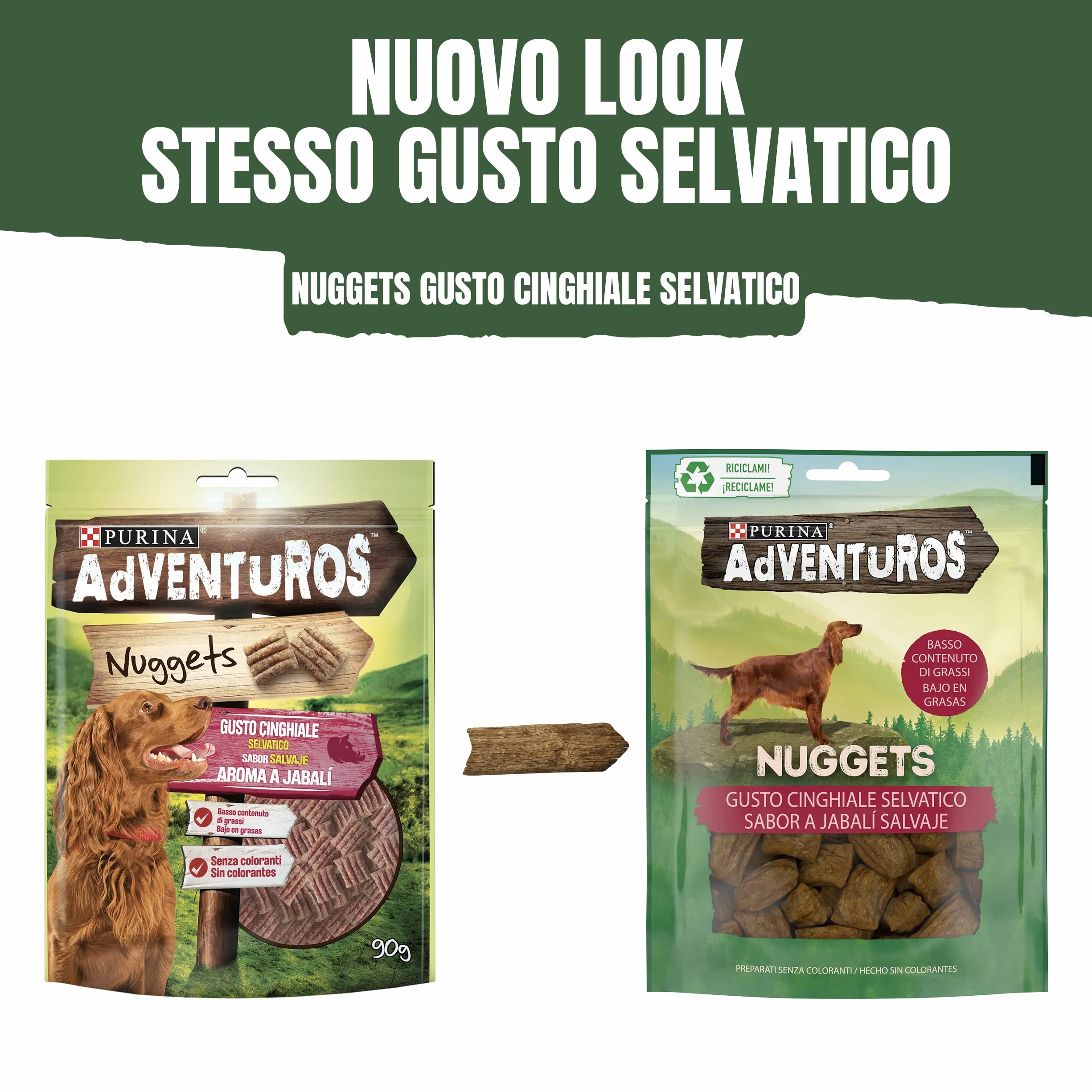 Purina Adventuros Snack Cane Nuggets al Gusto Cinghiale - 6 Buste da 90 g Ciascuna