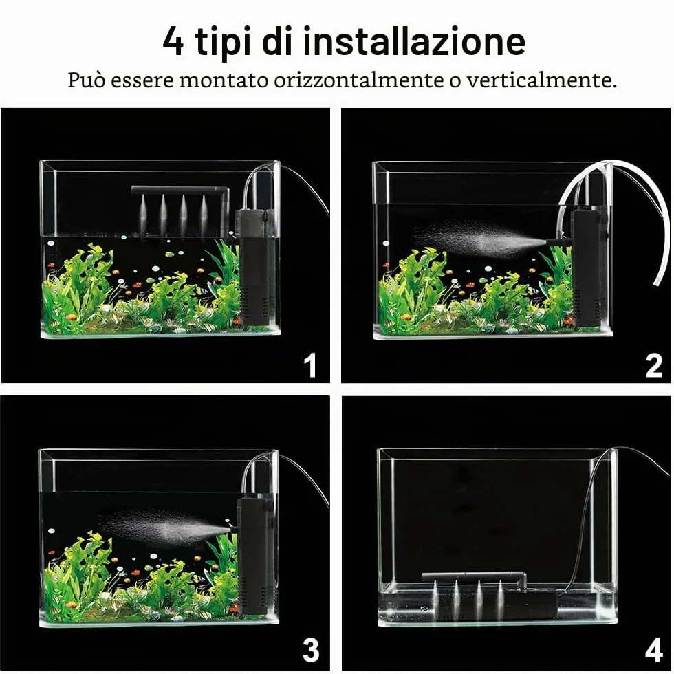 flintronic Filtro per Acquario, 300L/H Filtro Interno per Acquario per 60L Piccoli Acquari, Acquari Freddi o Tropicali, Acquario per Tartarughe