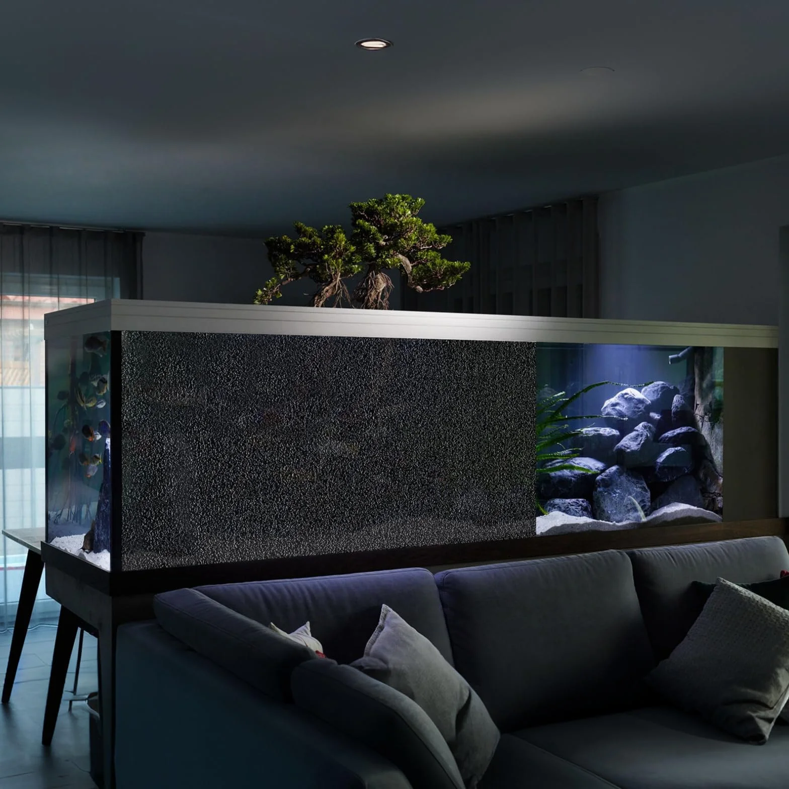 Adesivo Statico Sfondo Acquario Nero Generico, 200 x 40 cm Pesce Serbatoio Poster Statico, Fondale Marino Acqua Erba Sfondo Decorazione Pittura Adesivo in PVC