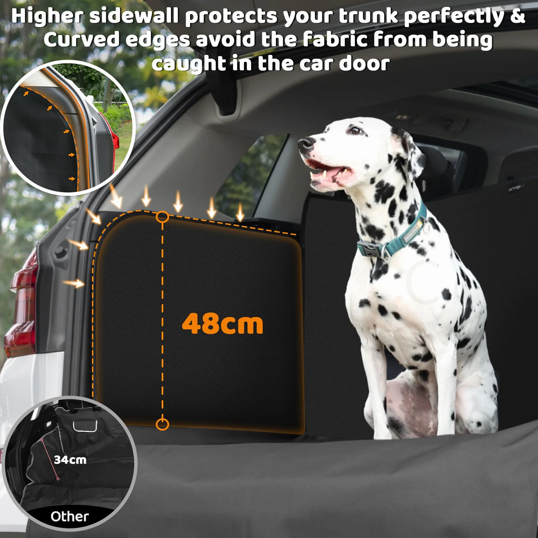 KYG Telo Auto per Cani Impermeabile 185x115x48 cm Tappetino Bagagliaio Nero