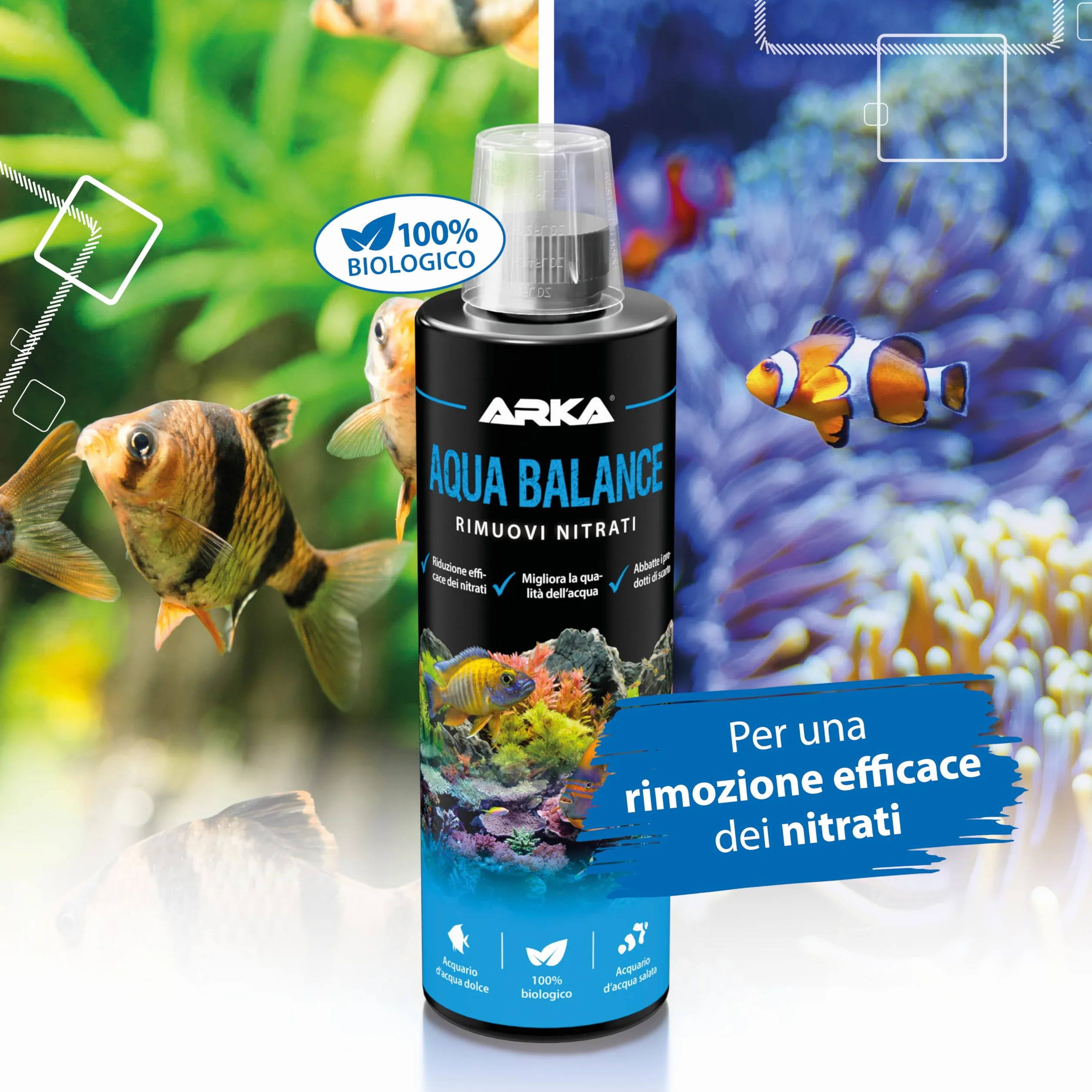 Elimina nitrati acquario 118 ml – MICROBE-LIFT Aqua Balance – contro torbidità e alghe – batteri vivi naturali – migliora equilibrio biologico – per nano acquari, dolce e marino – ARKA