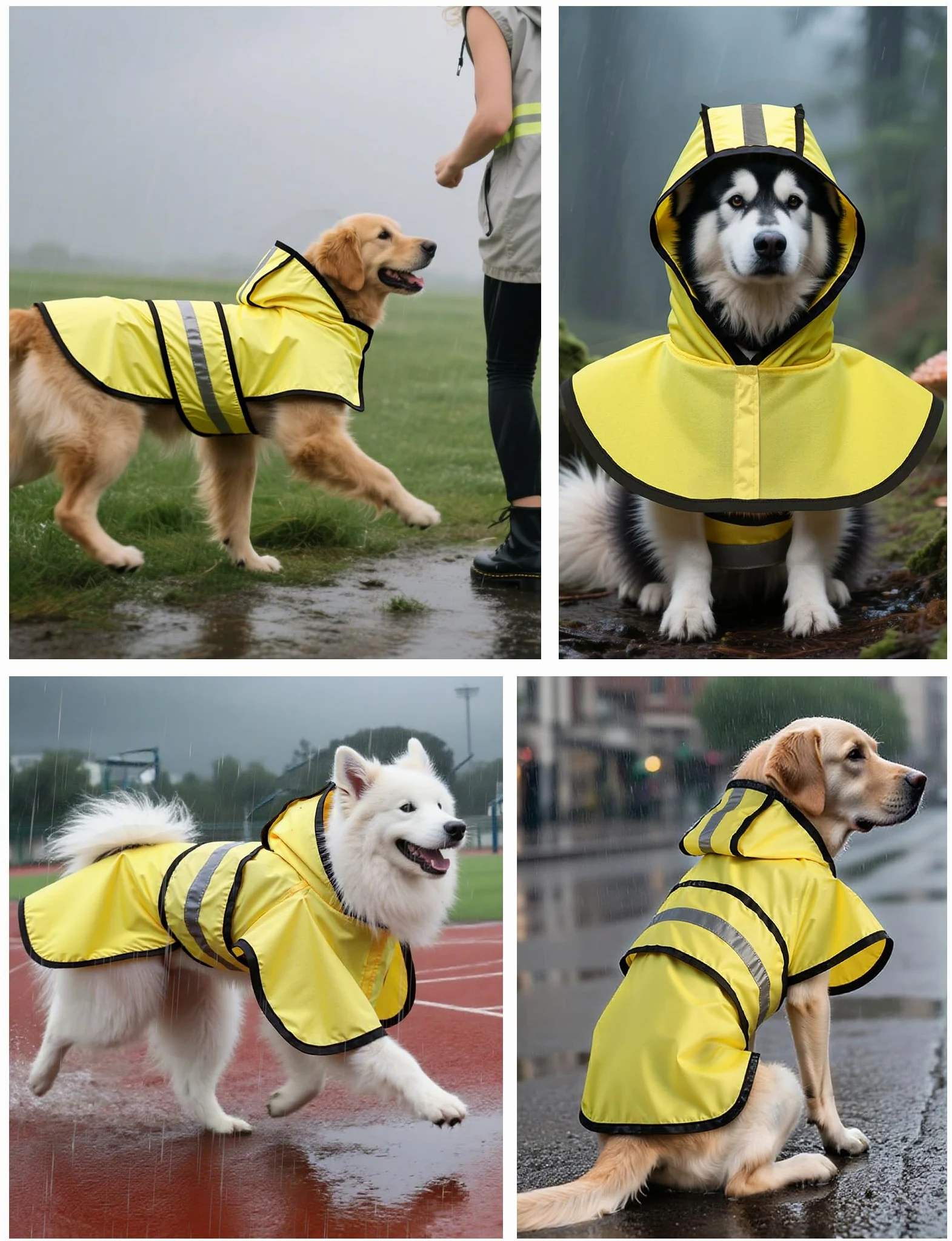 Poncho impermeabile per cani, giallo, XL