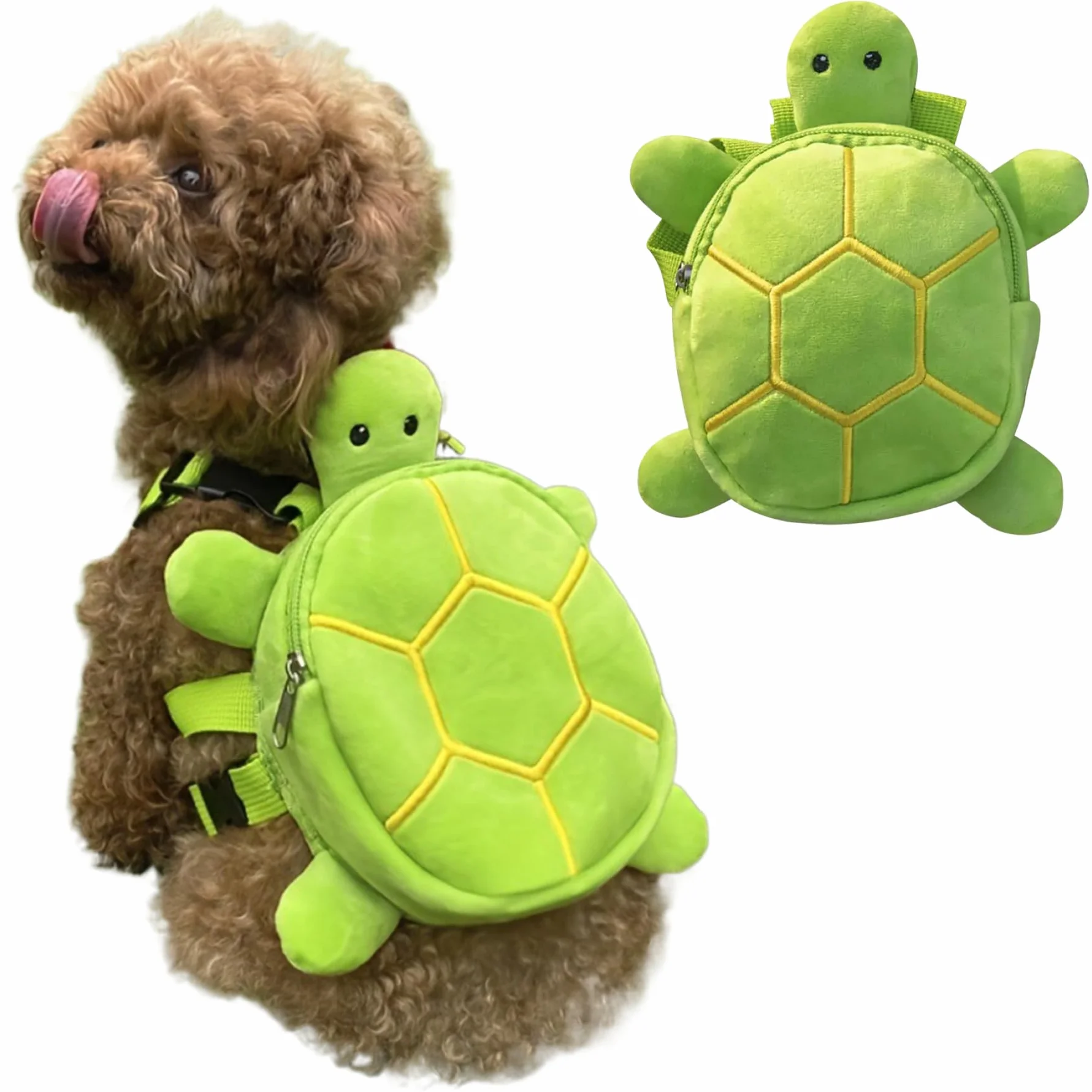 Cablatura per Cani con Zaino, 8x7in Simpatico Zaino per Cani Tartaruga, Zaino Regolabile per i Cani da Indossare, Zaino con Imbracatura a Piedi per Piccoli Cani Medium
