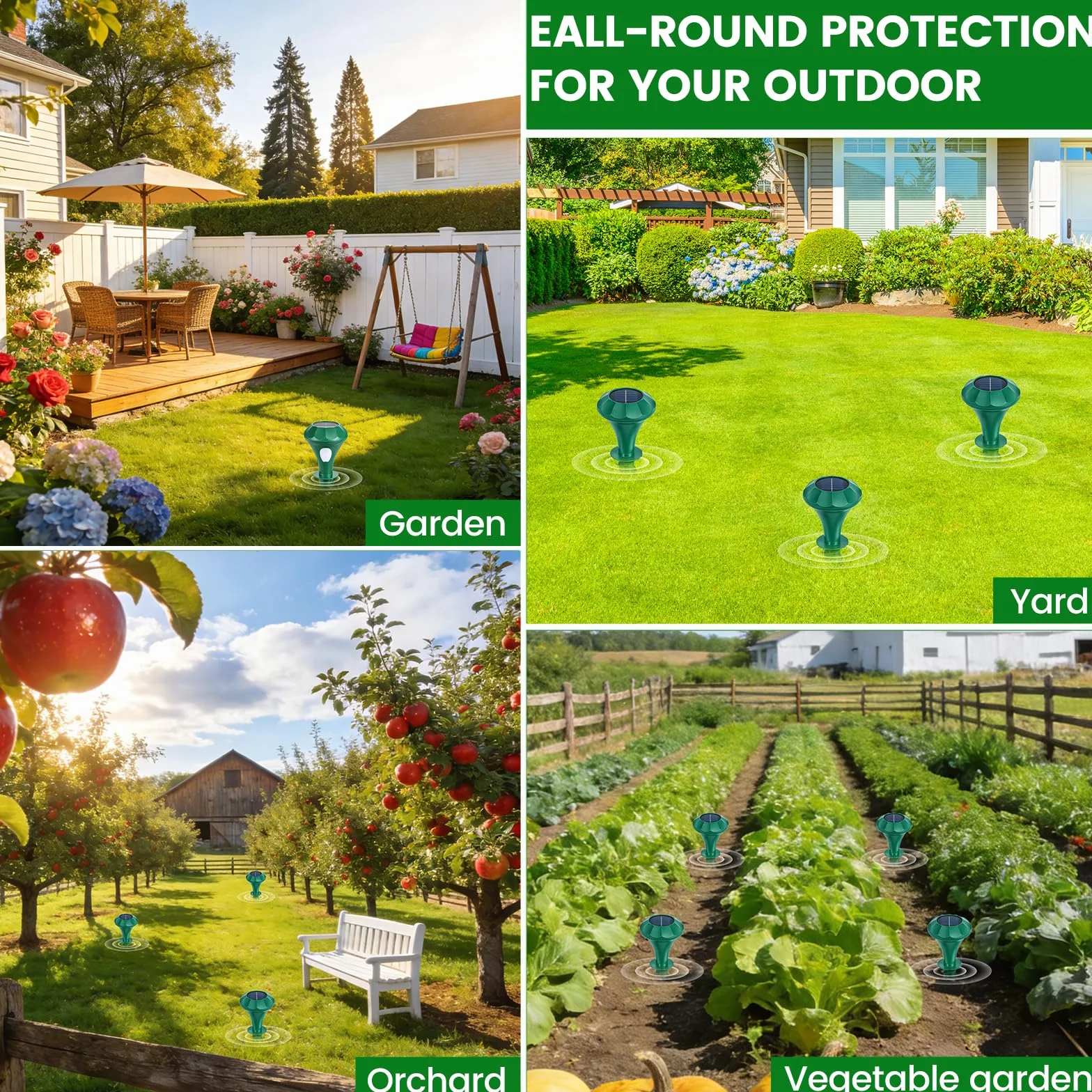 2 Pezzi Repellente Gatti Ultrasuoni Solare Dissuasore Animale Professionale con Luce LED, Repellente per Gatti per Giardino Cortile Orto Fattoria Protezione da Piccioni Uccelli Cani Topi Volpi