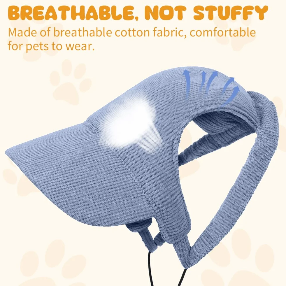 OFFCUP Berretto da Baseball per Cani Regolabile con Fori per le Orecchie Cappello Sportivo da Viaggio Protezione Solare (Blu, XL)