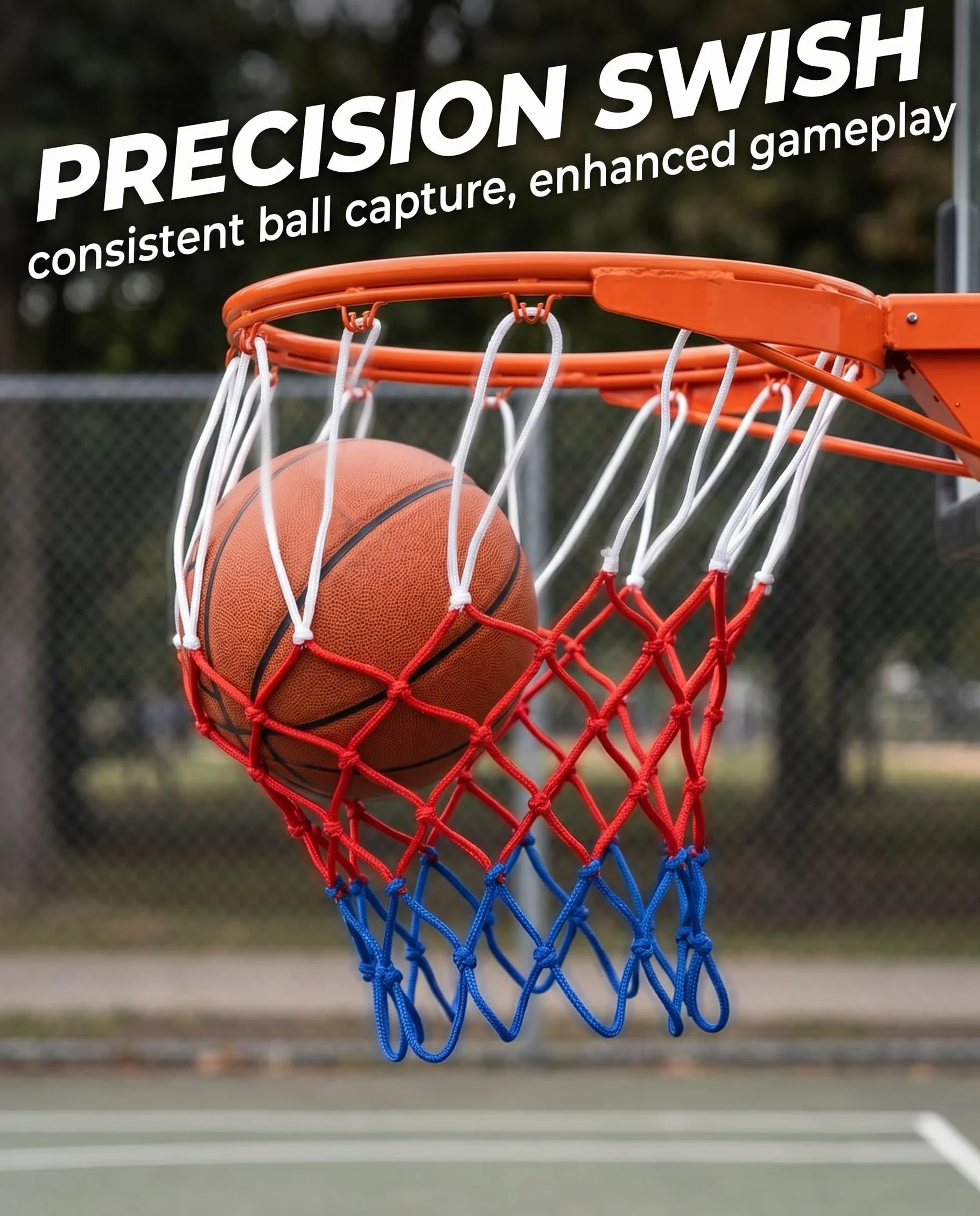 Set 2 reti da basket in nylon di ricambio 12 fori per canestro standard