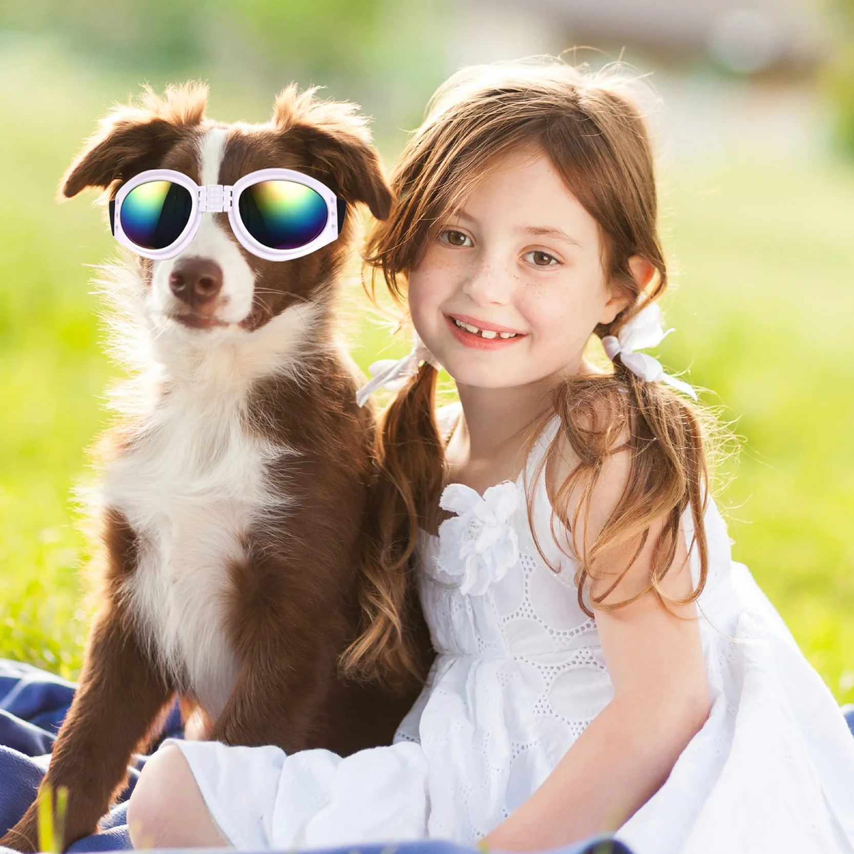 JIABEIUS - Occhiali da sole per cani, antivento, anti-appannamento, protezione UV, per gatti e cani di piccola taglia (rosa)