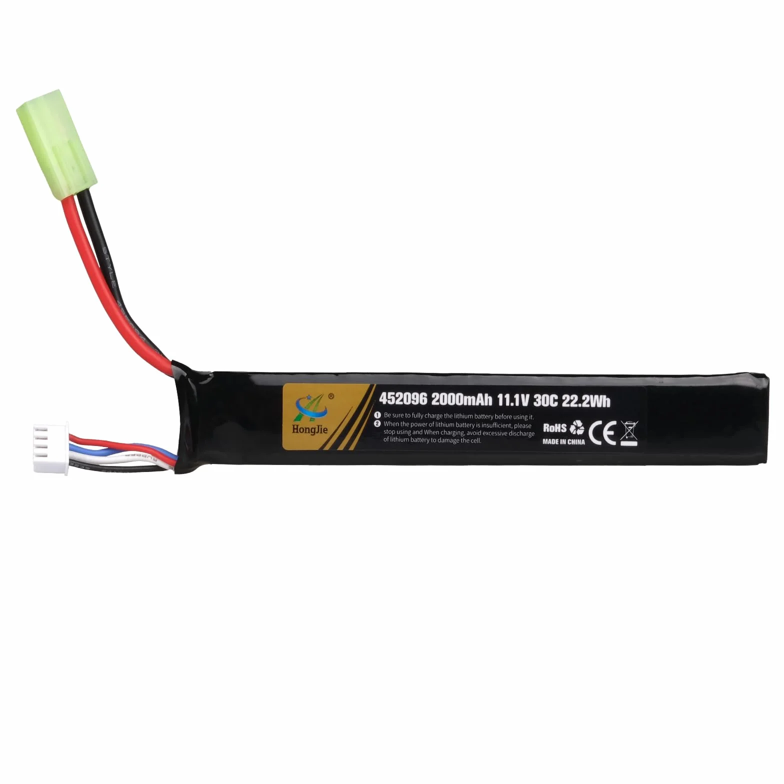 Batteria LiPo Ricaricabile 11,1 V 2000 mAh 30C 3S con Tamiya Connettore per Airsoft