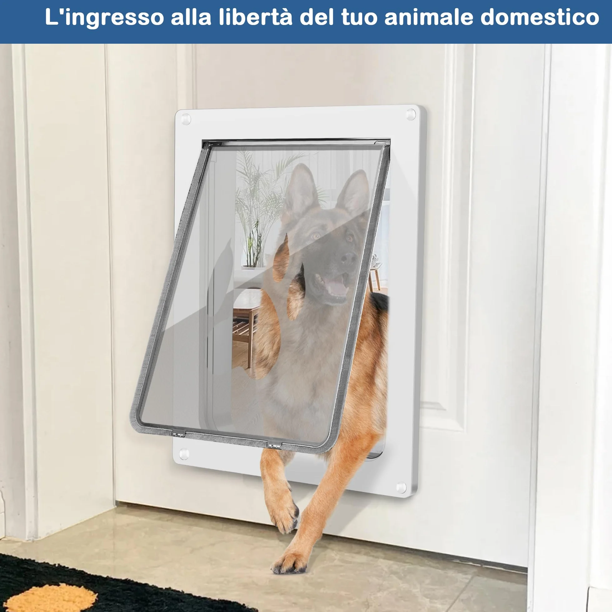CEESC Porta per cani grande resistente alle intemperie fino a 45 kg con pannello di chiusura a scatto