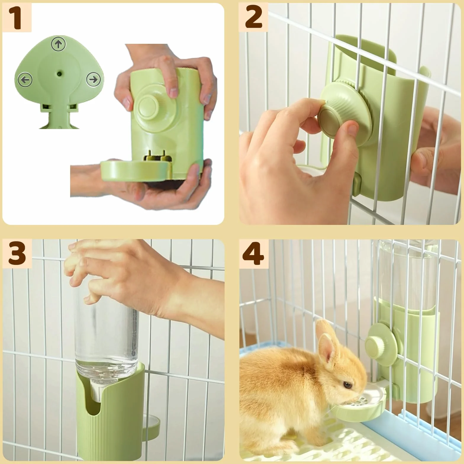 Borraccia Acqua per Piccoli Animali [Verde, 600ml] Gravità Automatica Acqua Bottiglia Conigli Porcellini D'india Criceto Furetti Chinchilla Gabbia Dispenser Acqua