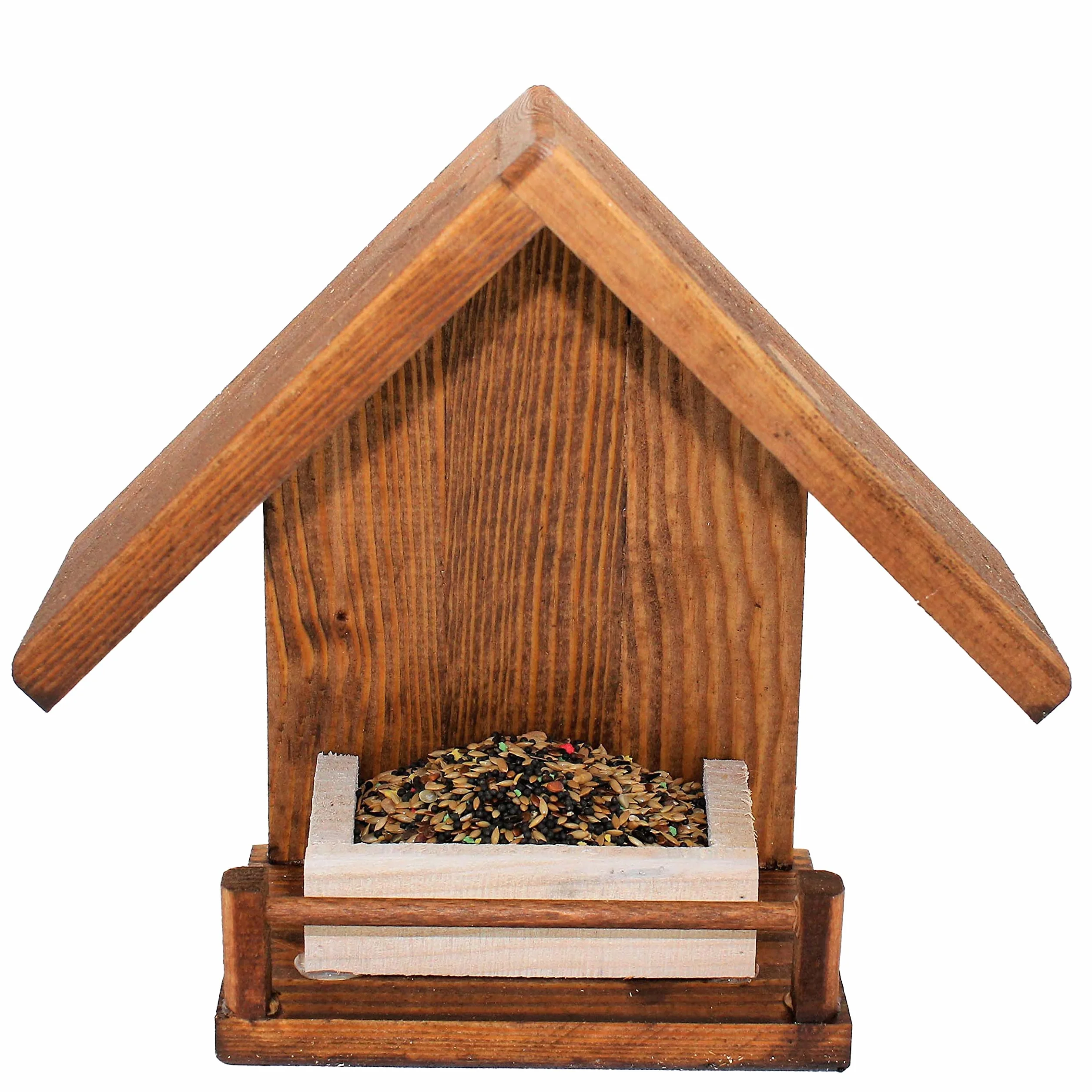 Mangiatoia per Uccelli in Legno Naturale da Giardino Balcone Terrazzo Resistente Anti-Umidità Casetta Decorativa con Semi