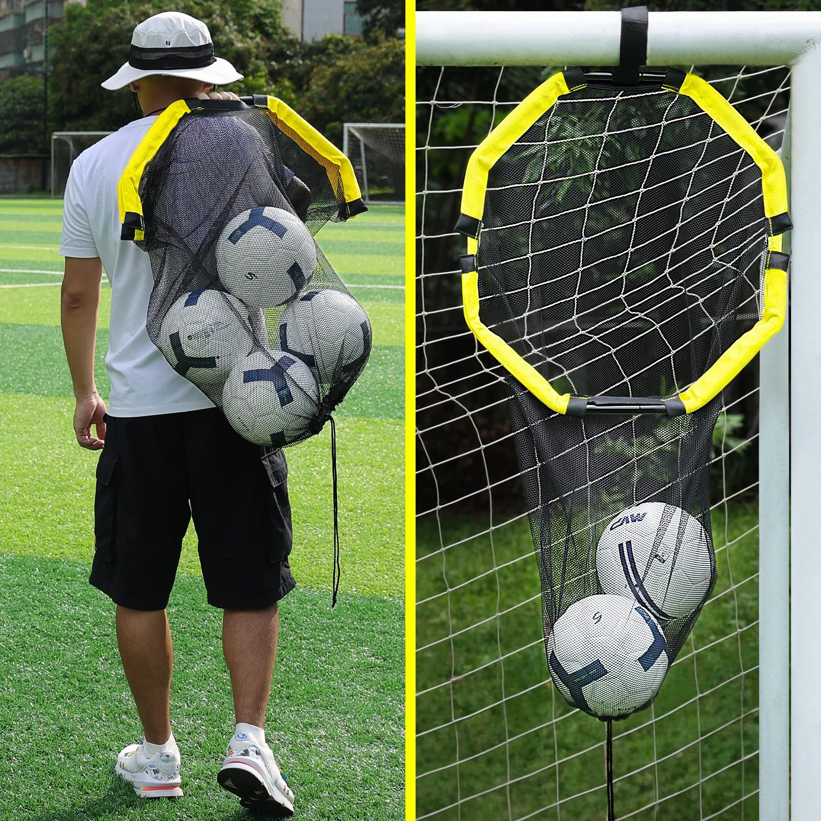 Happy Jump 3-in-1 Rete Bersaglio per Calcio, Attrezzatura da Allenamento Facile da Montare con Tubi in Metallo per Precisione di Tiro
