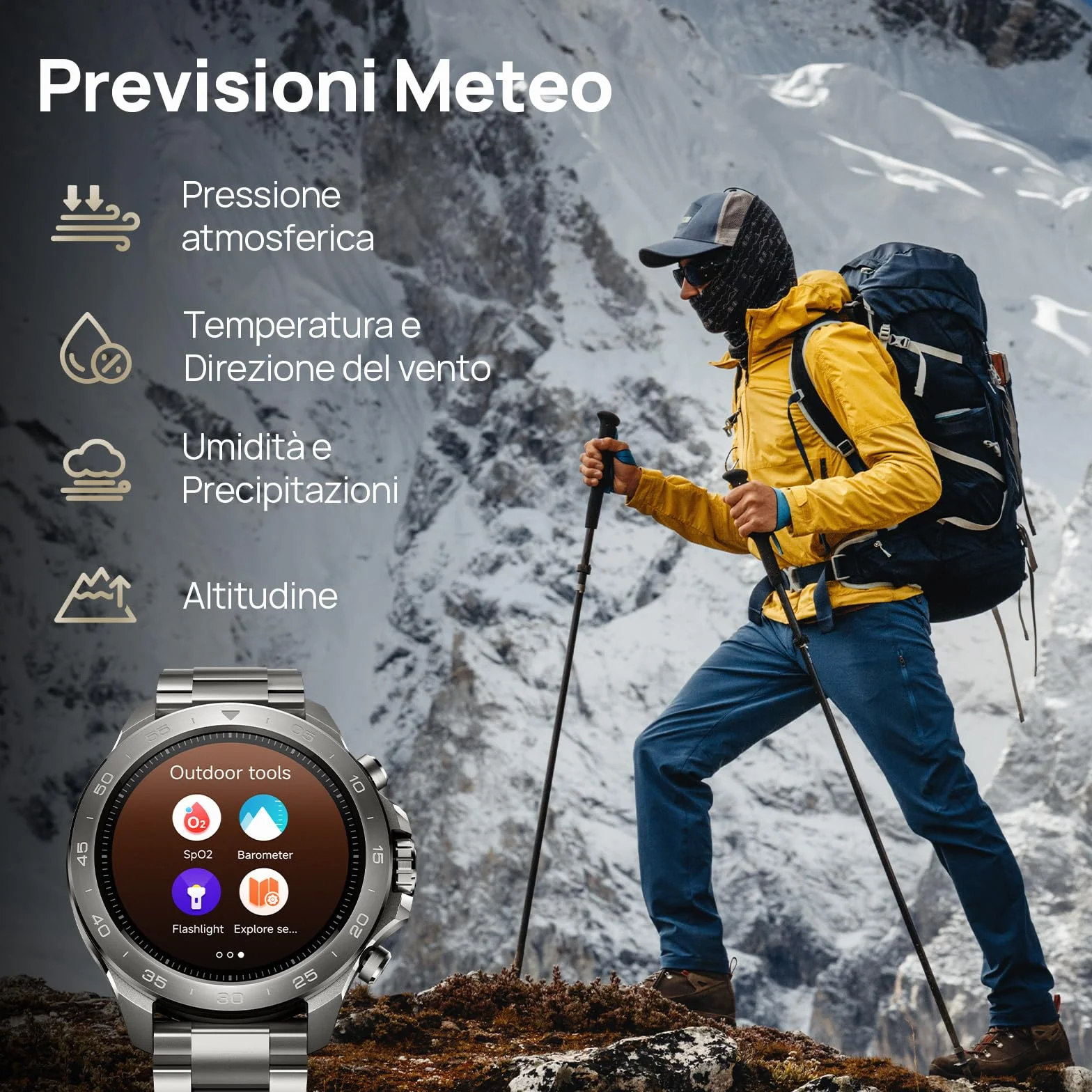 Mibro GS Explorer S Full Ti 48mm Smartwatch Outdoor con 1.32" AMOLED,Mappe Offline,Full Titanio,GPS Dual Band,10 ATM e 150+ Orologio Sportivo,20 Giorni Autonomia,Per iOS e Android