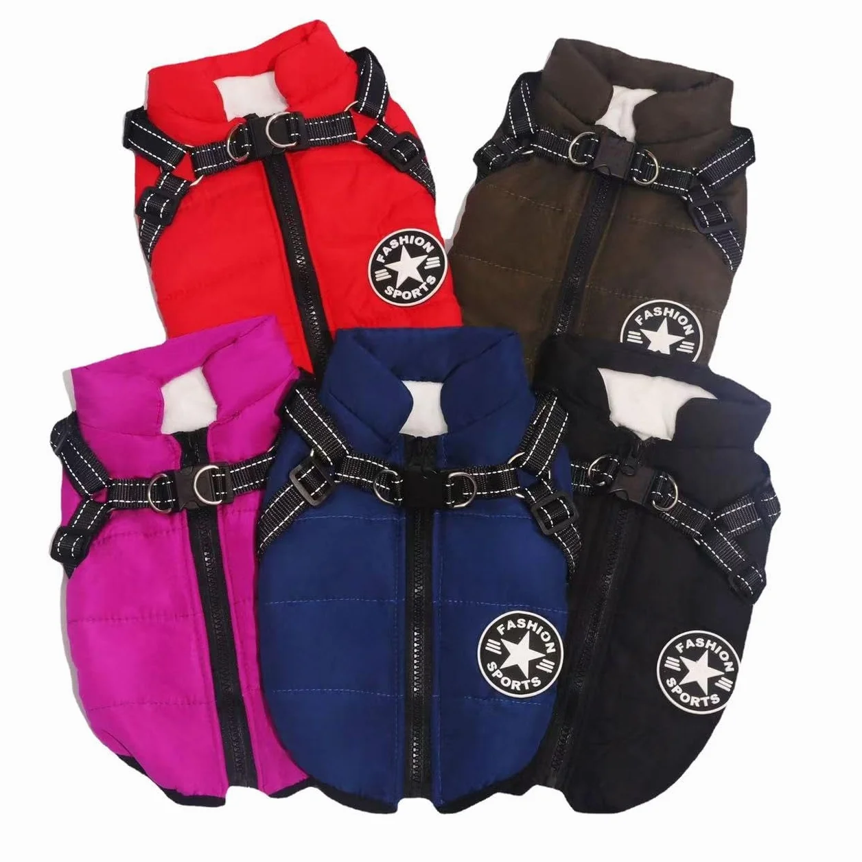 Cappotto invernale caldo per cani, giacca imbottita in pile riflettente con imbracatura integrata, impermeabile, antivento, cerniera, verde, XXL