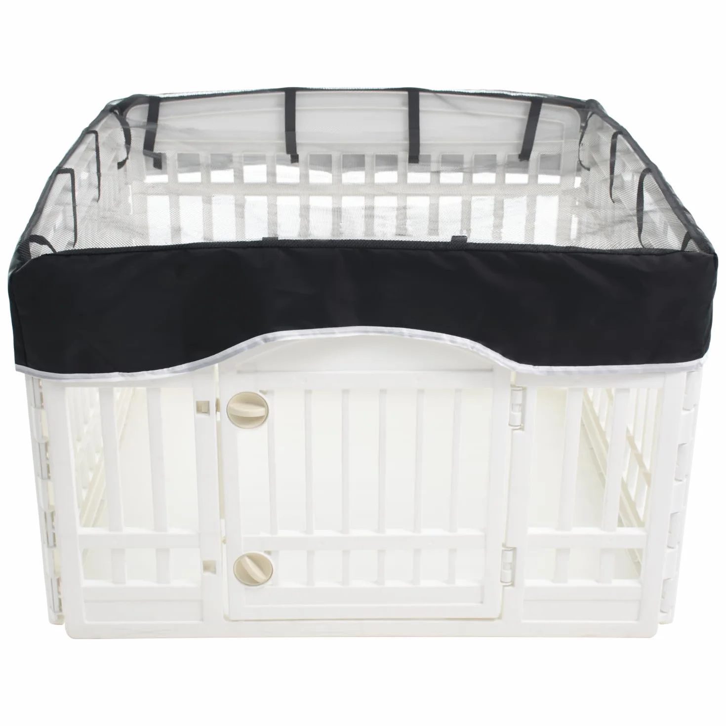 Zuisfa Copertura rete box cani, penna plastica 91 cm, 4 pannelli, nera, connessioni fibbia telescopica