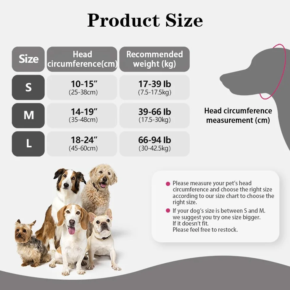 Paraorecchie Cane Scudi Confortevoli Anti Ansia Sollievo dal Rumore Snoods con Nastro Autoadesivo Regolabile per Cani Grigio L